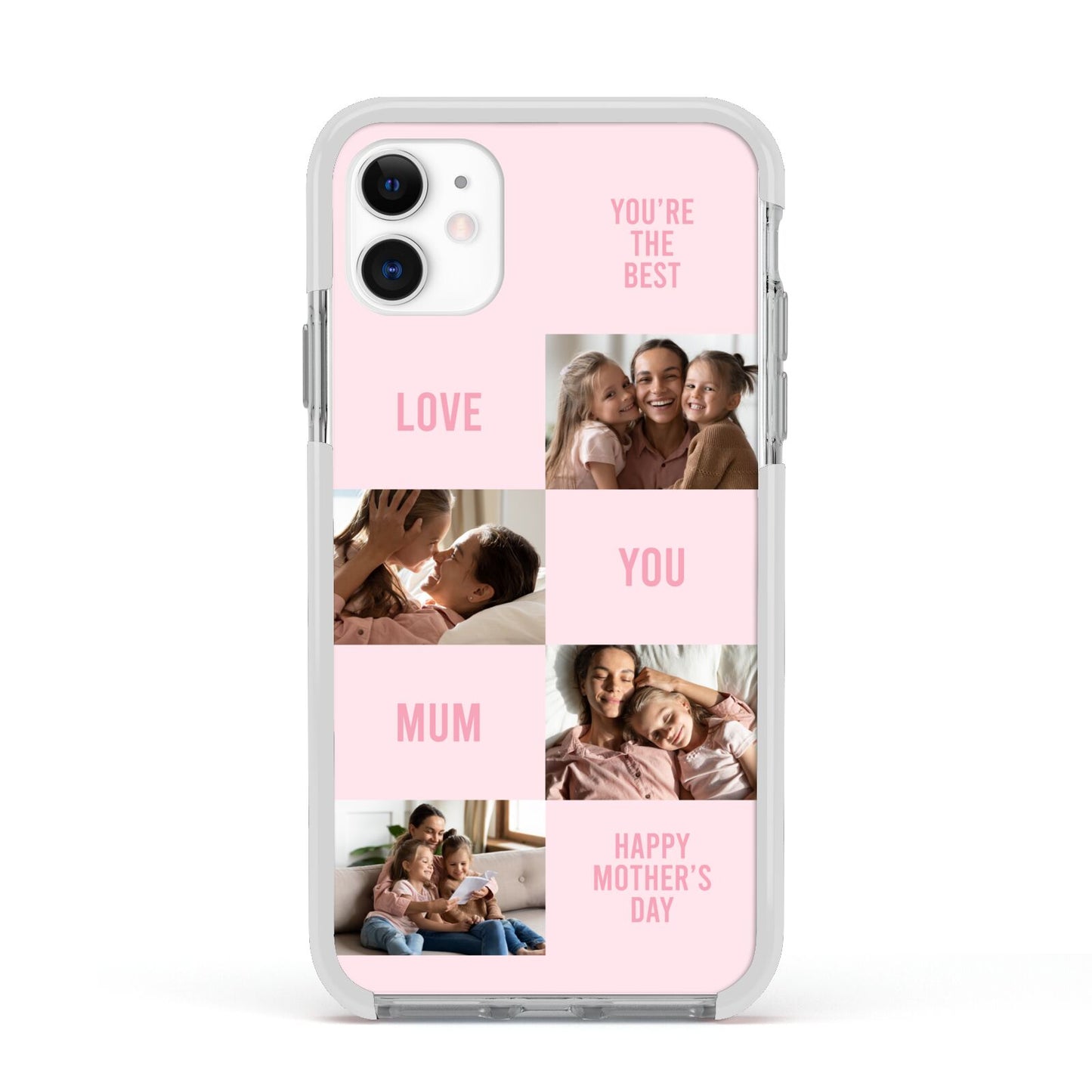 Pink Mothers Day Photo Collage Apple iPhone 11 in White with White Impact Case