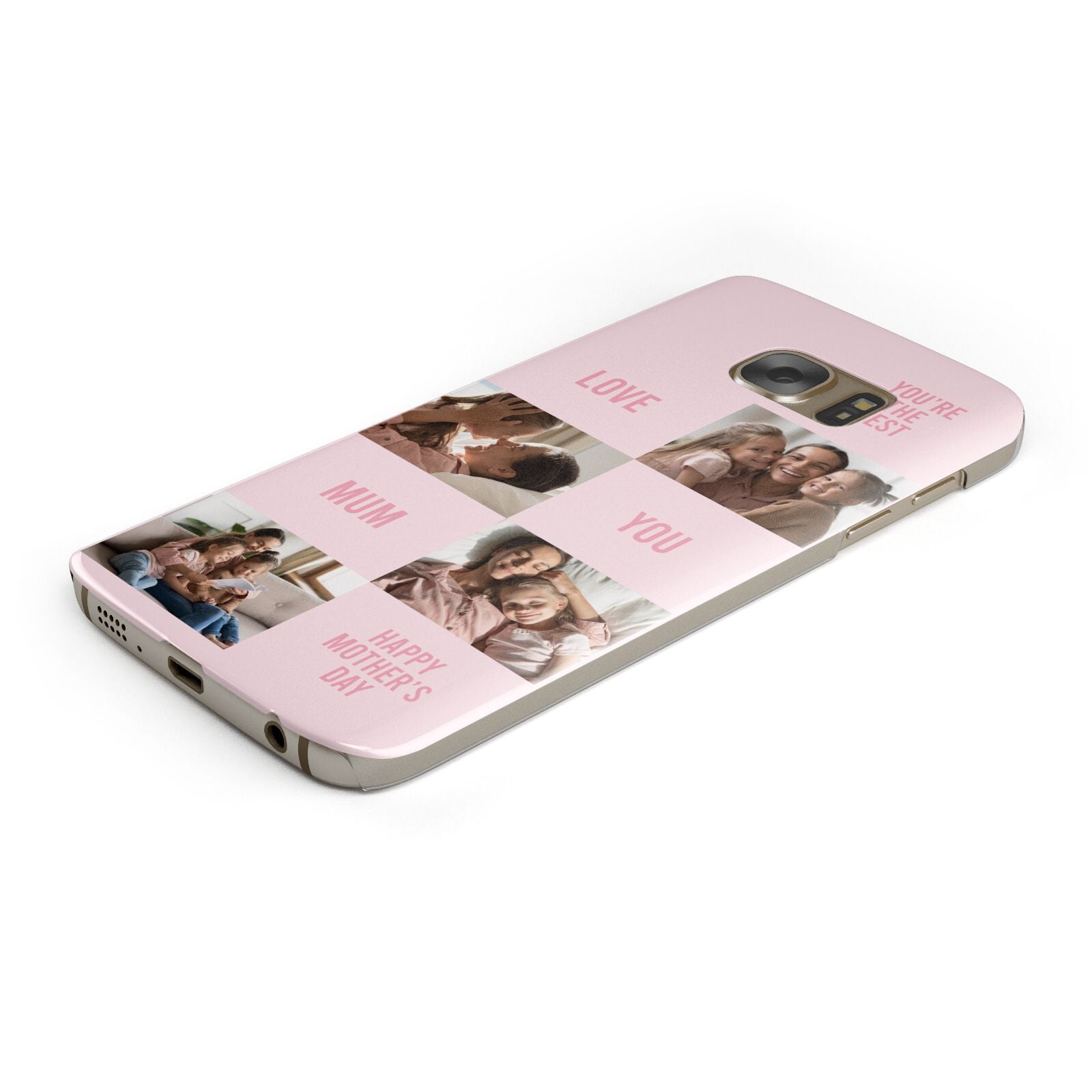 Pink Mothers Day Photo Collage Protective Samsung Galaxy Case Angled Image