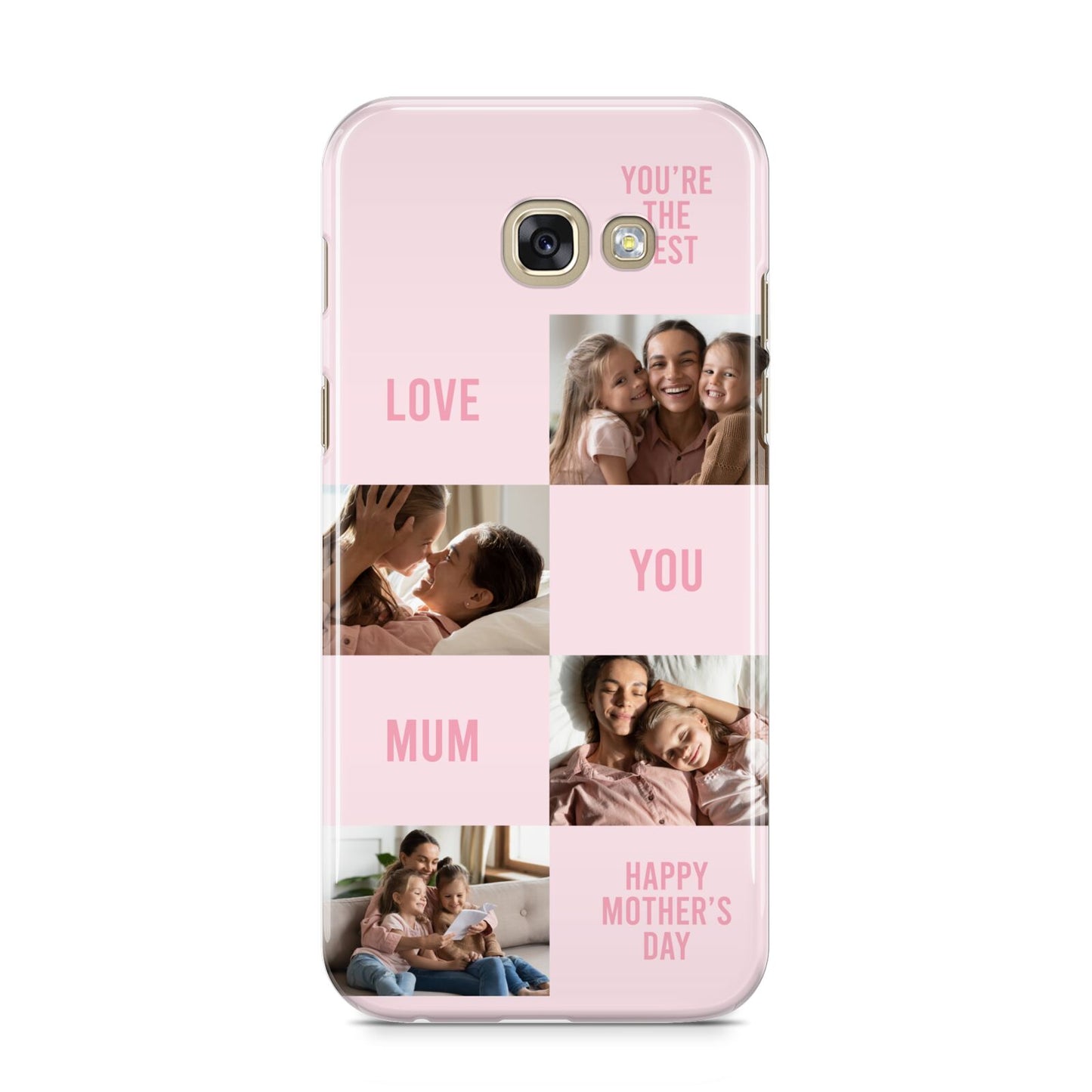 Pink Mothers Day Photo Collage Samsung Galaxy A5 2017 Case on gold phone