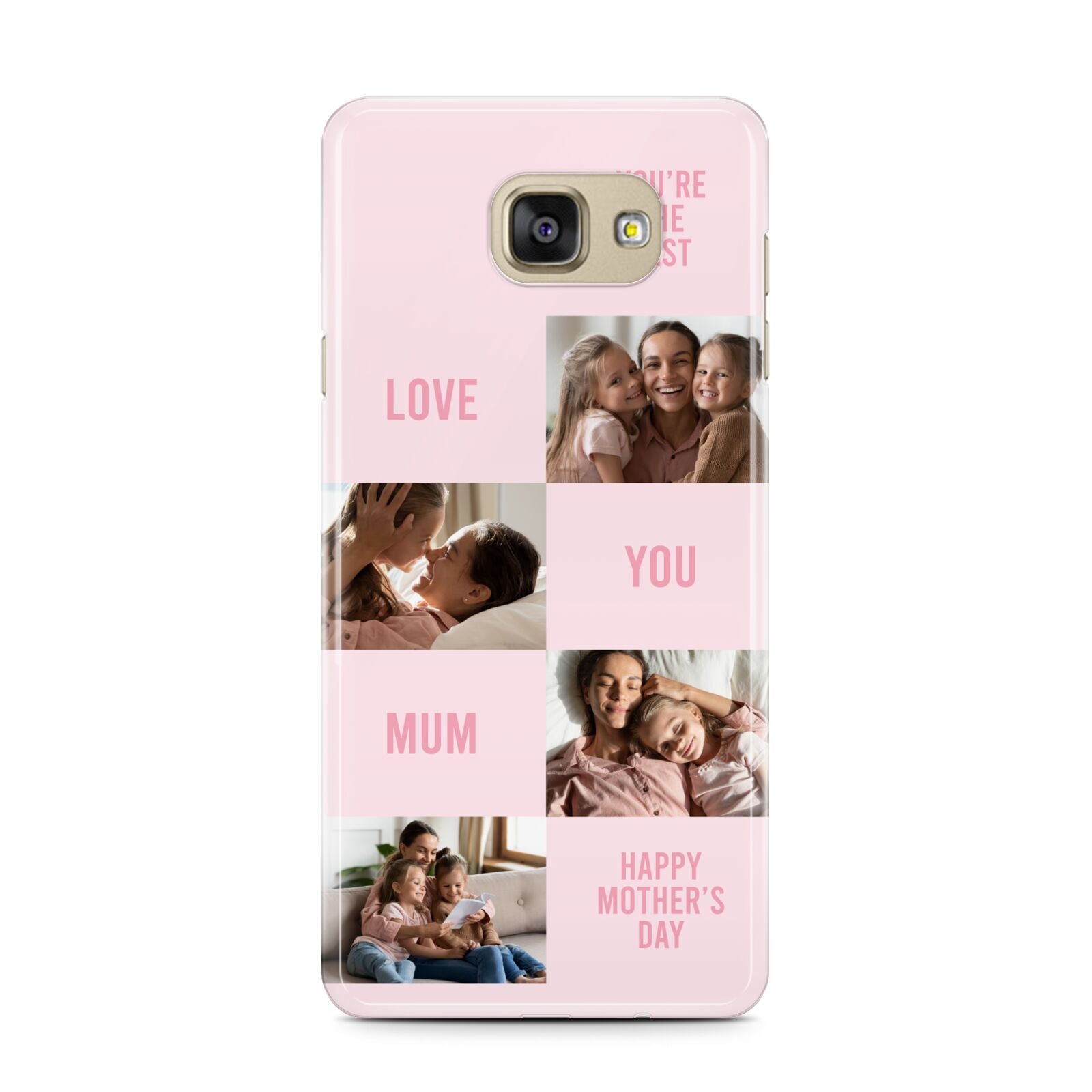 Pink Mothers Day Photo Collage Samsung Galaxy A7 2016 Case on gold phone