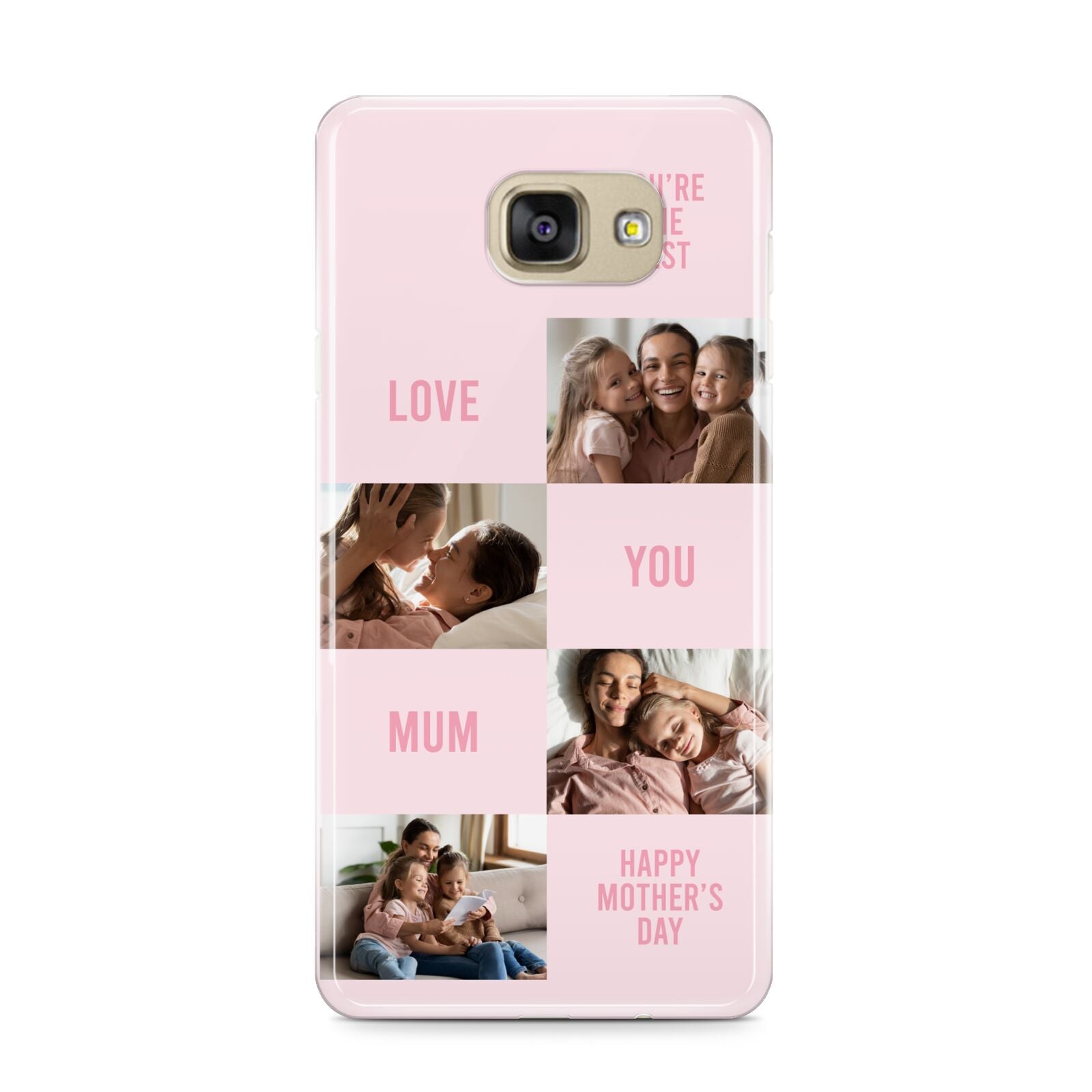 Pink Mothers Day Photo Collage Samsung Galaxy A9 2016 Case on gold phone