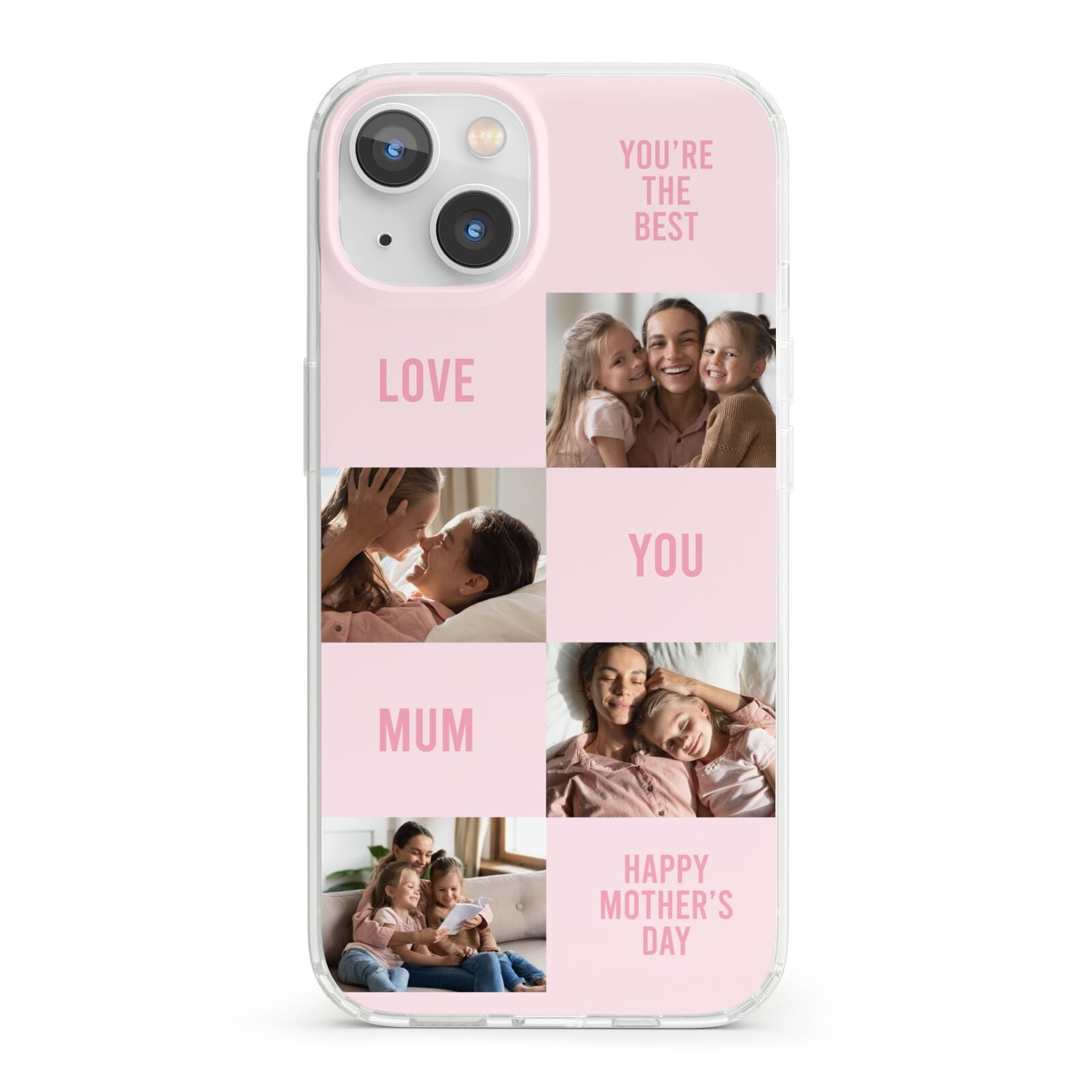 Pink Mothers Day Photo Collage iPhone 13 Clear Bumper Case