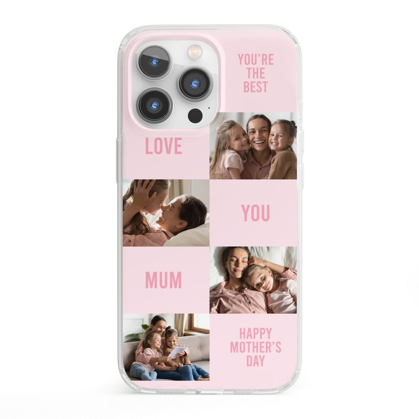 Pink Mothers Day Photo Collage iPhone 13 Pro Clear Bumper Case
