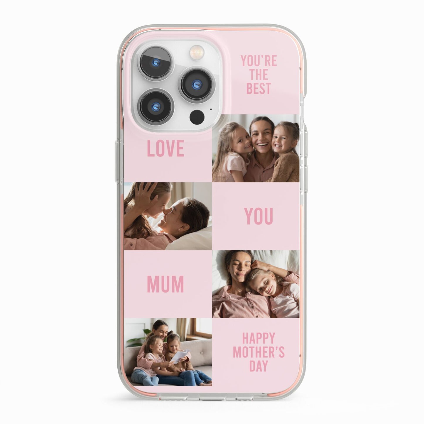 Pink Mothers Day Photo Collage iPhone 13 Pro TPU Impact Case with Pink Edges