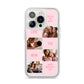 Pink Mothers Day Photo Collage iPhone 14 Pro Clear Tough Case Silver