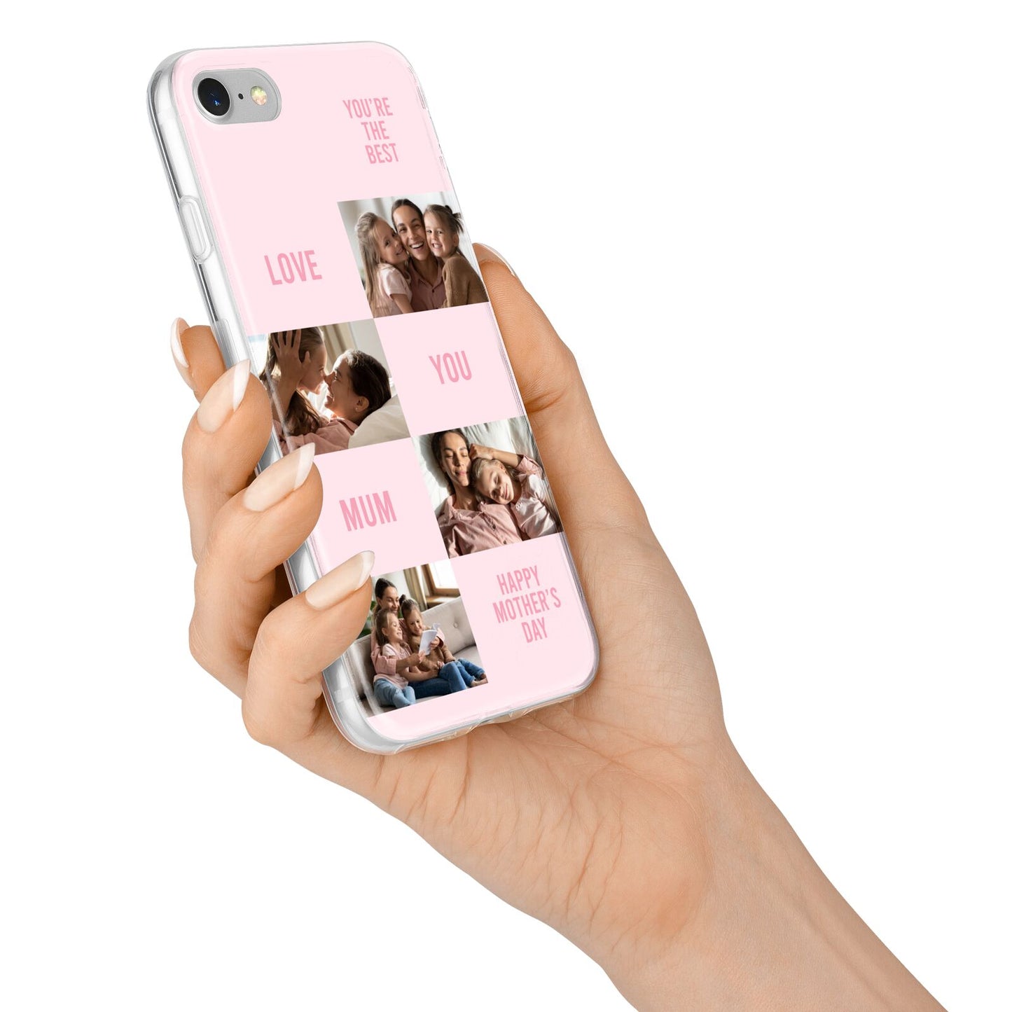 Pink Mothers Day Photo Collage iPhone 7 Bumper Case on Silver iPhone Alternative Image