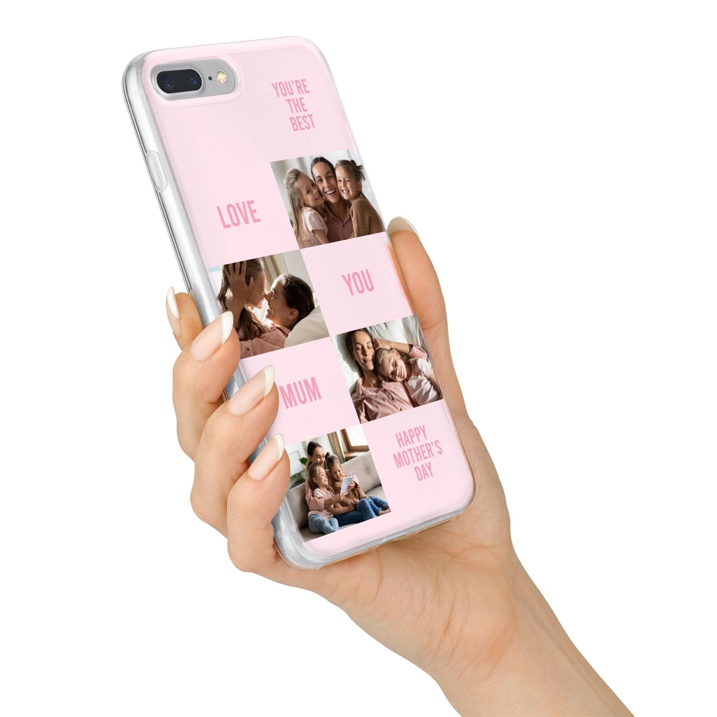 Pink Mothers Day Photo Collage iPhone 7 Plus Bumper Case on Silver iPhone Alternative Image