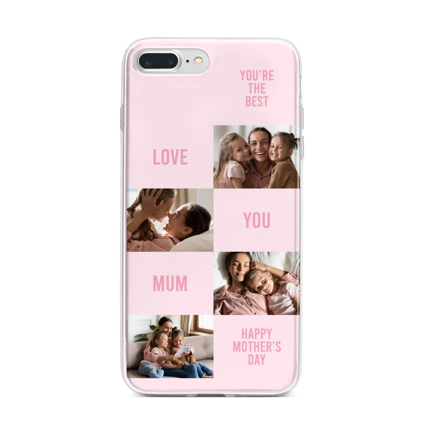 Pink Mothers Day Photo Collage iPhone 7 Plus Bumper Case on Silver iPhone