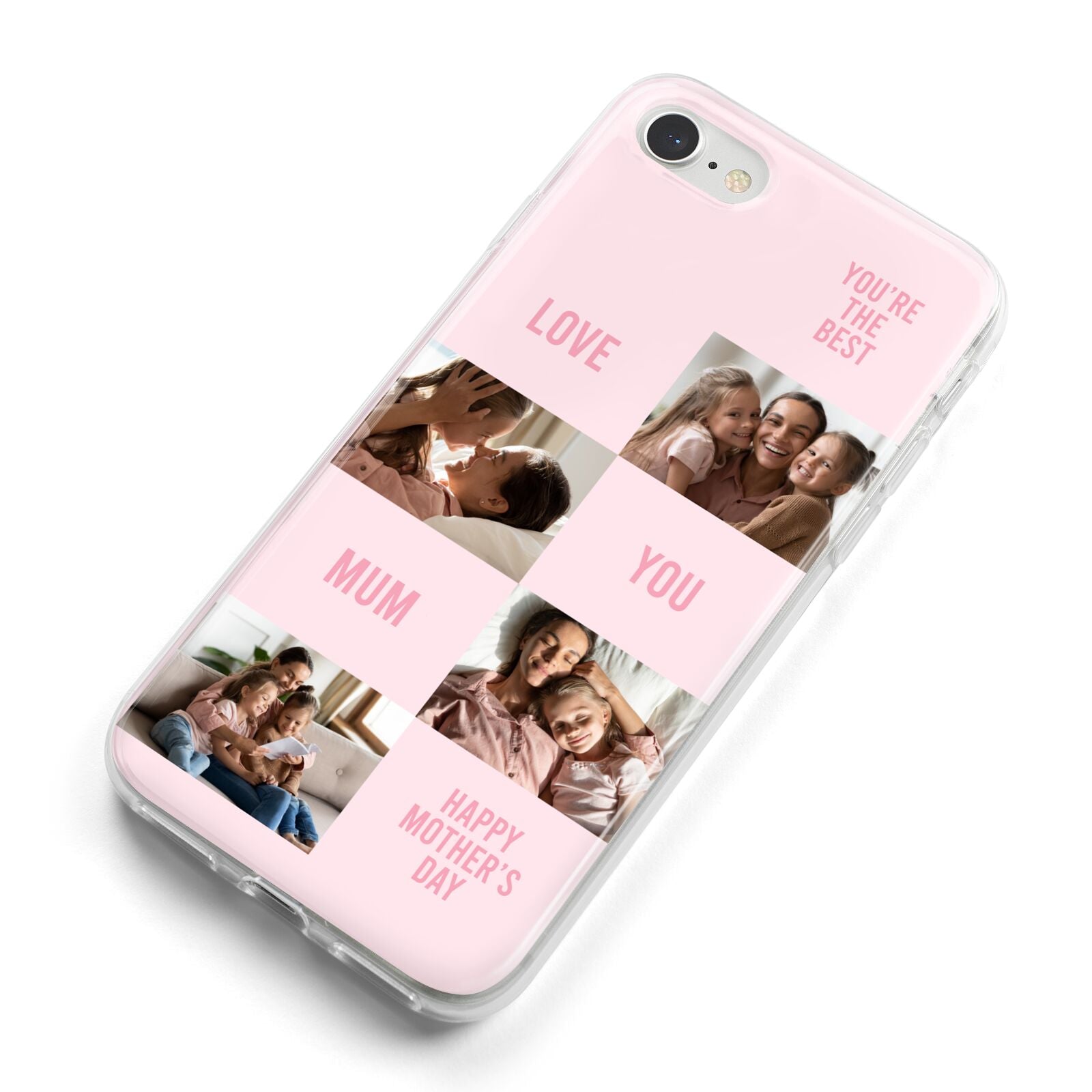 Pink Mothers Day Photo Collage iPhone 8 Bumper Case on Silver iPhone Alternative Image