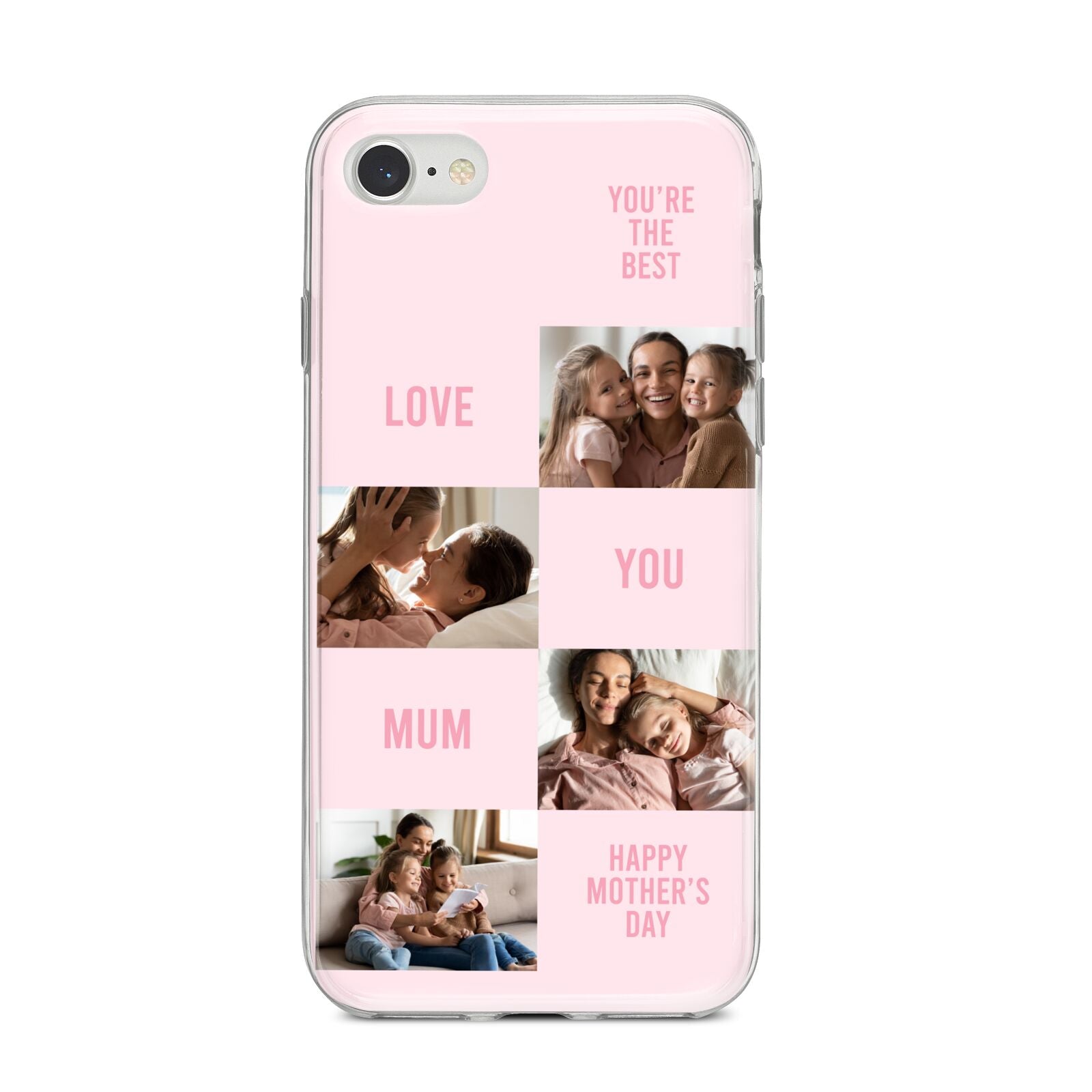 Pink Mothers Day Photo Collage iPhone 8 Bumper Case on Silver iPhone