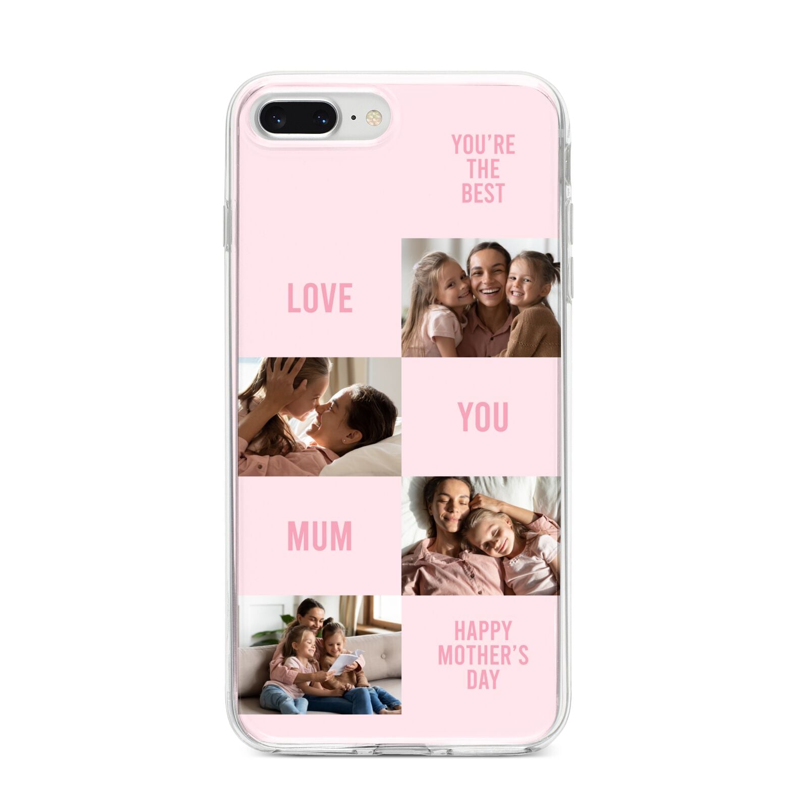 Pink Mothers Day Photo Collage iPhone 8 Plus Bumper Case on Silver iPhone
