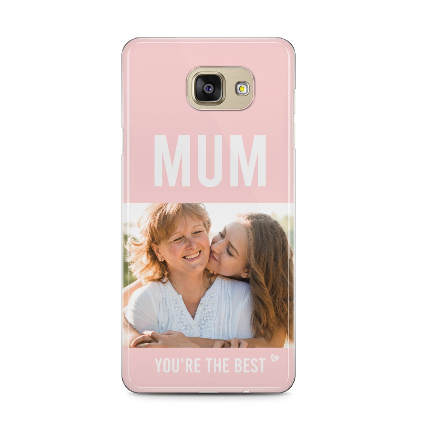 Pink Mothers Day Photo Samsung Galaxy A5 2016 Case on gold phone