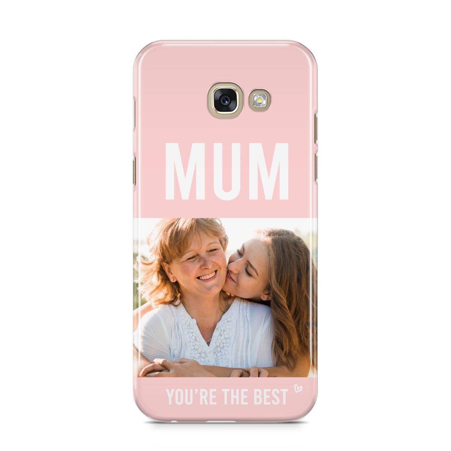 Pink Mothers Day Photo Samsung Galaxy A5 2017 Case on gold phone