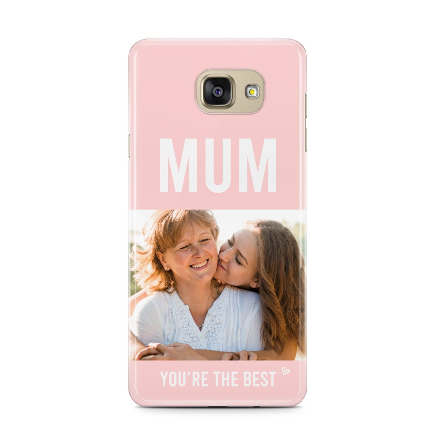 Pink Mothers Day Photo Samsung Galaxy A7 2016 Case on gold phone