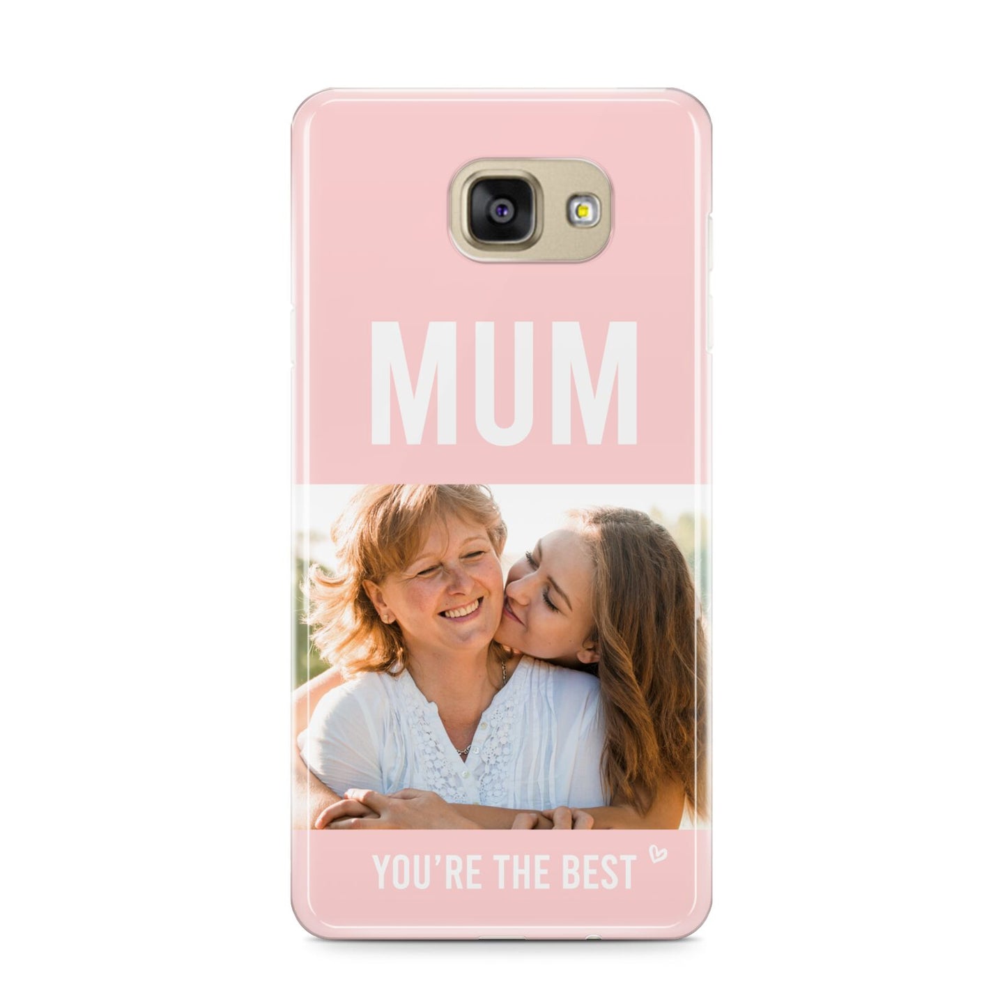 Pink Mothers Day Photo Samsung Galaxy A9 2016 Case on gold phone