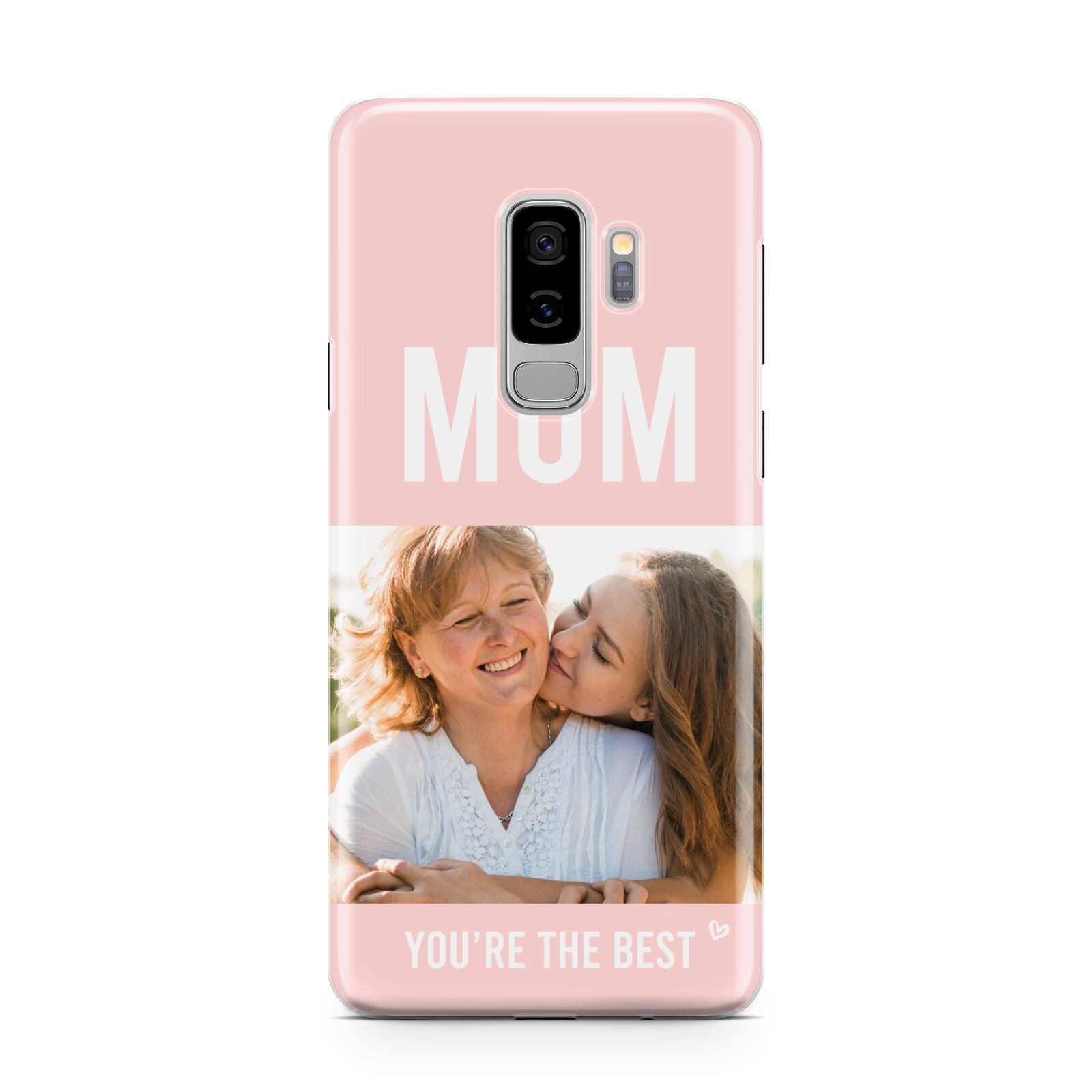 Pink Mothers Day Photo Samsung Galaxy S9 Plus Case on Silver phone