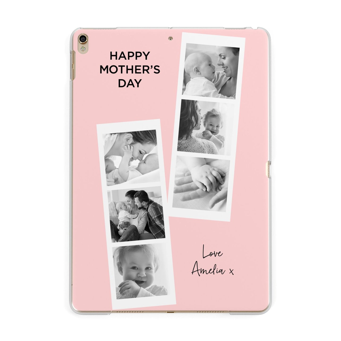 Pink Mothers Day Photo Strips Apple iPad Gold Case