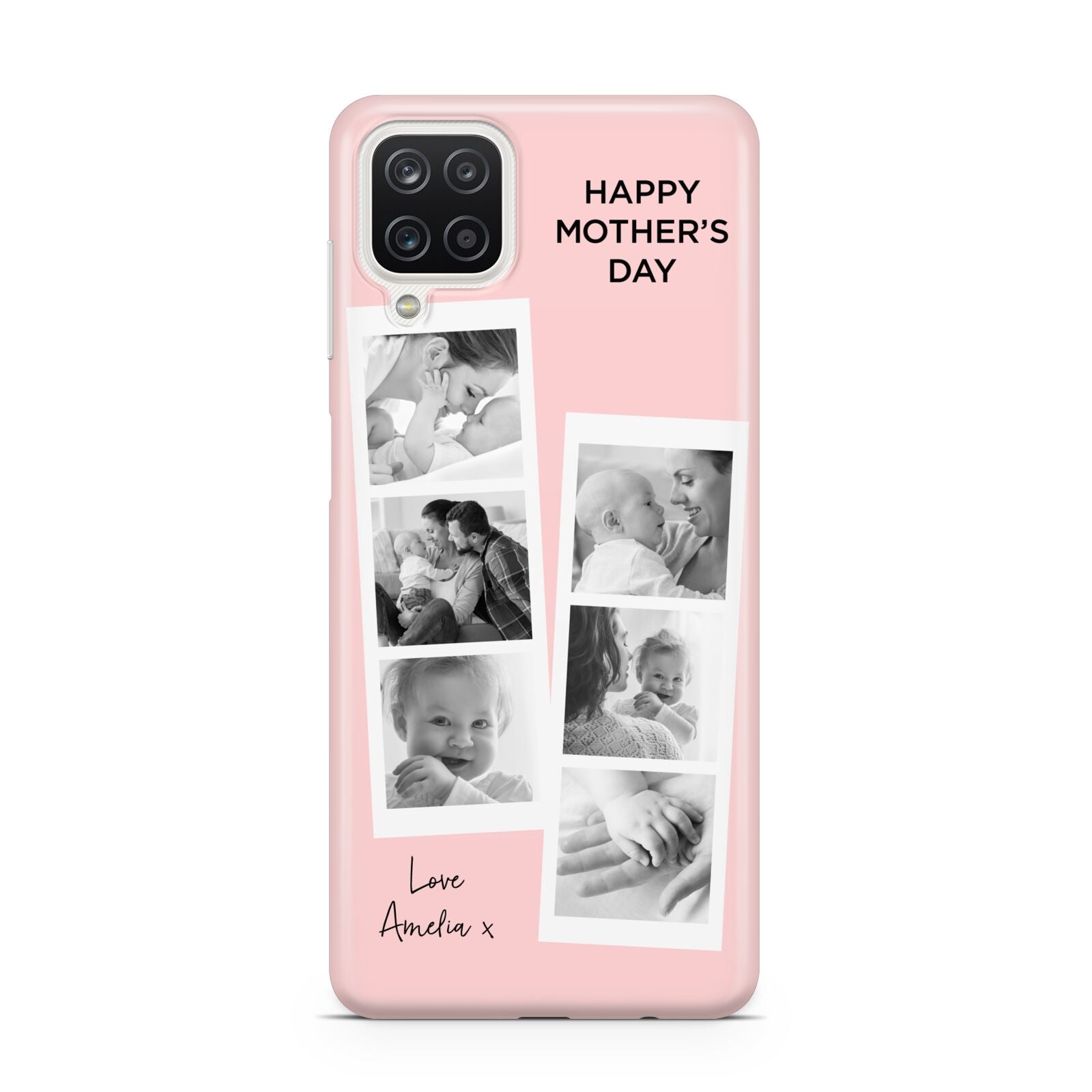 Pink Mothers Day Photo Strips Samsung A12 Case