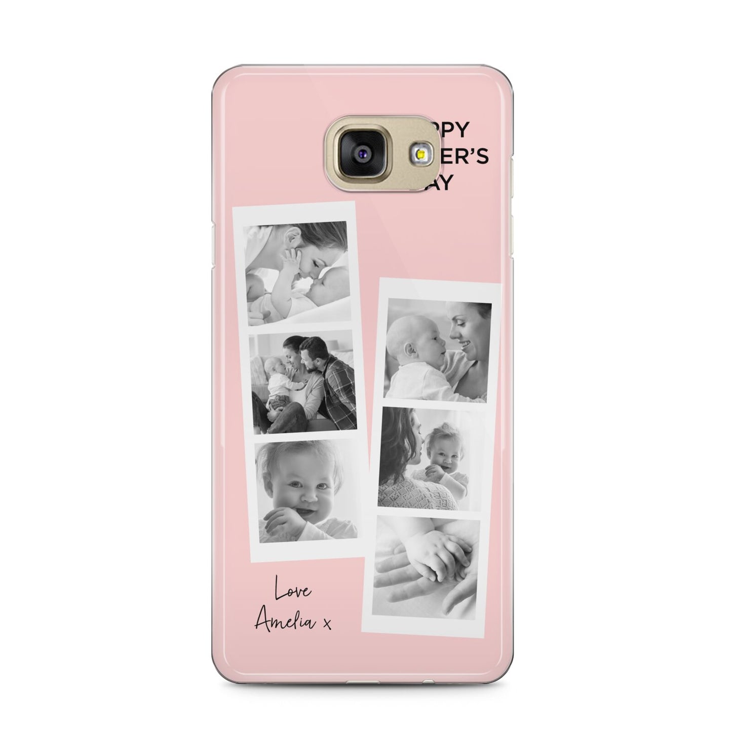 Pink Mothers Day Photo Strips Samsung Galaxy A5 2016 Case on gold phone