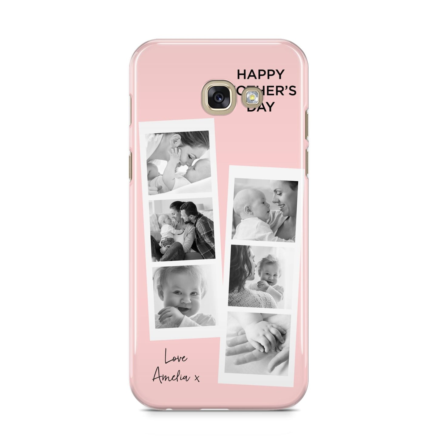 Pink Mothers Day Photo Strips Samsung Galaxy A5 2017 Case on gold phone