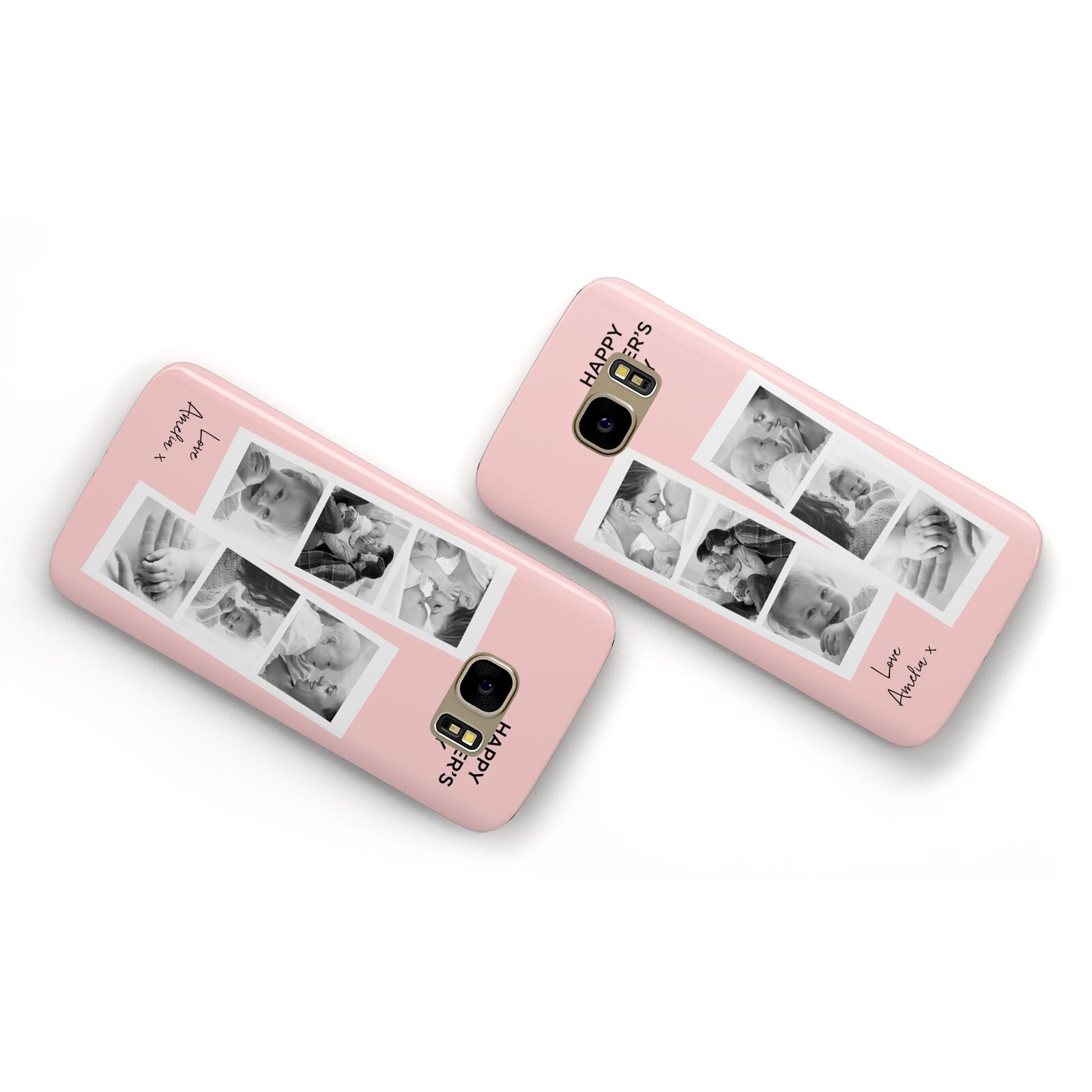 Pink Mothers Day Photo Strips Samsung Galaxy Case Flat Overview