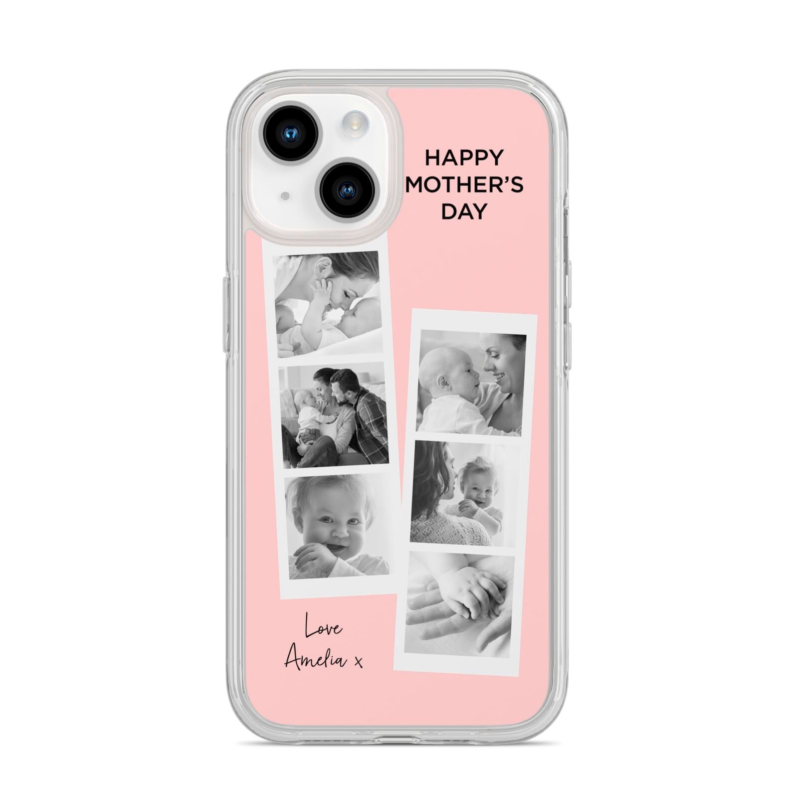 Pink Mothers Day Photo Strips iPhone 14 Clear Tough Case Starlight