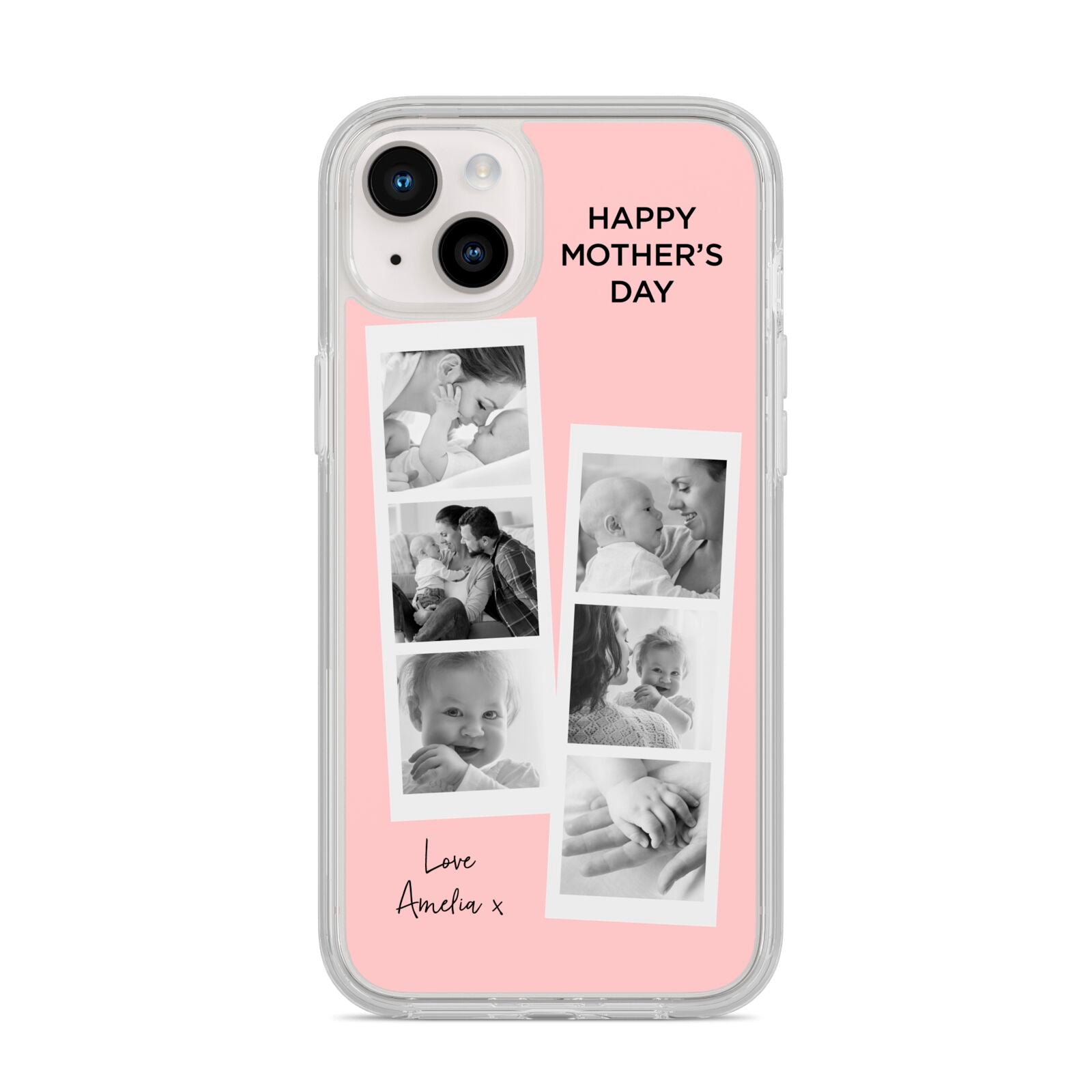 Pink Mothers Day Photo Strips iPhone 14 Plus Clear Tough Case Starlight