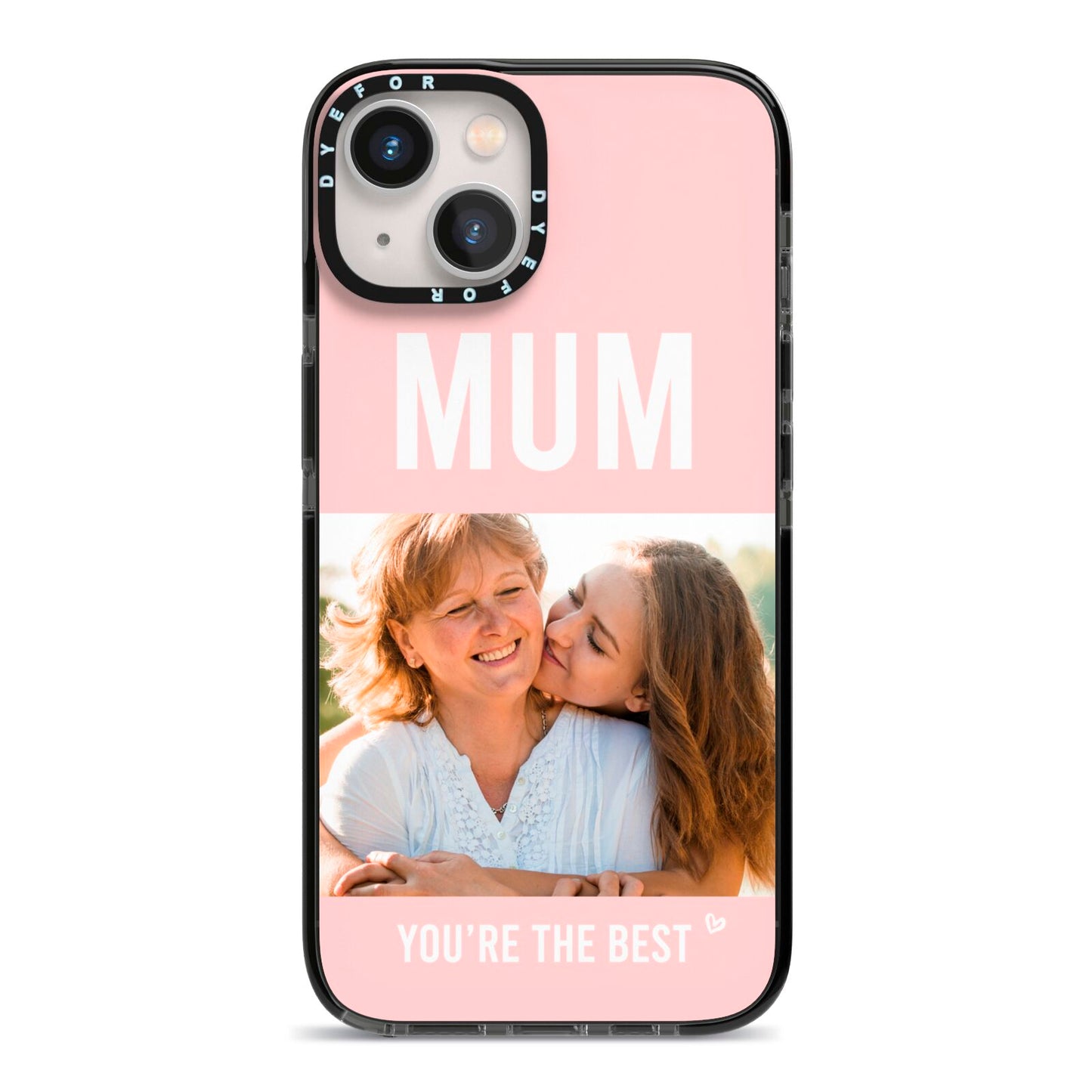 Pink Mothers Day Photo iPhone 13 Black Impact Case on Silver phone