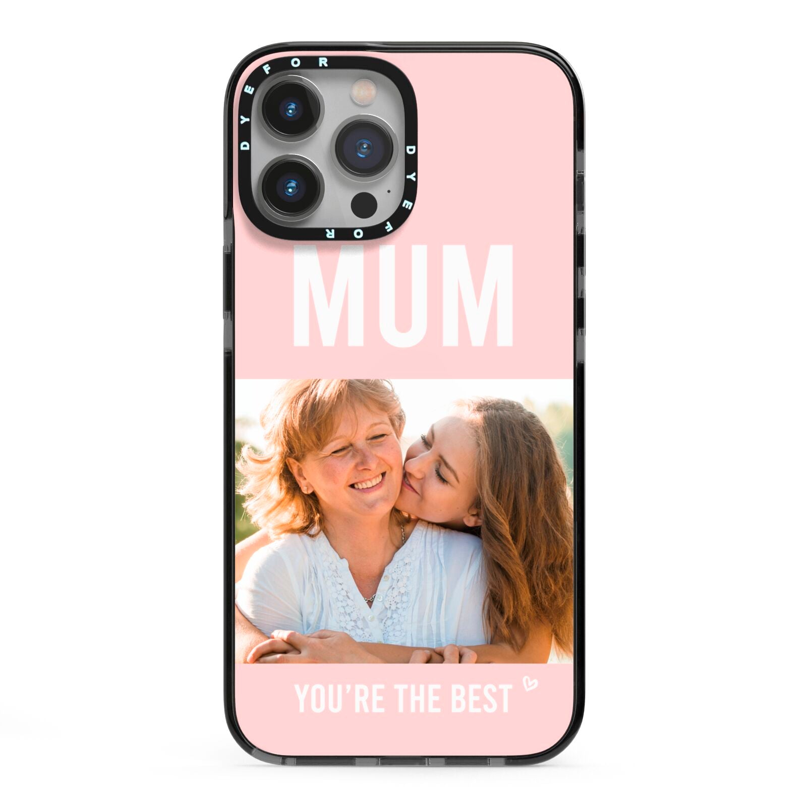 Pink Mothers Day Photo iPhone 13 Pro Max Black Impact Case on Silver phone