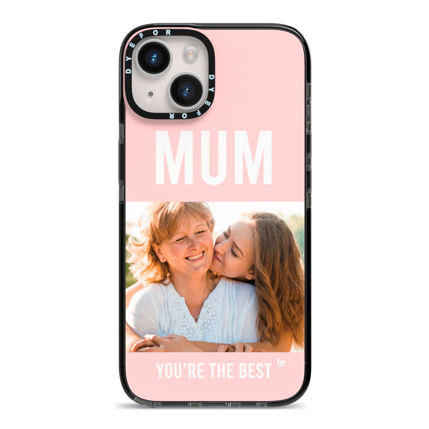 Pink Mothers Day Photo iPhone 14 Black Impact Case on Silver phone