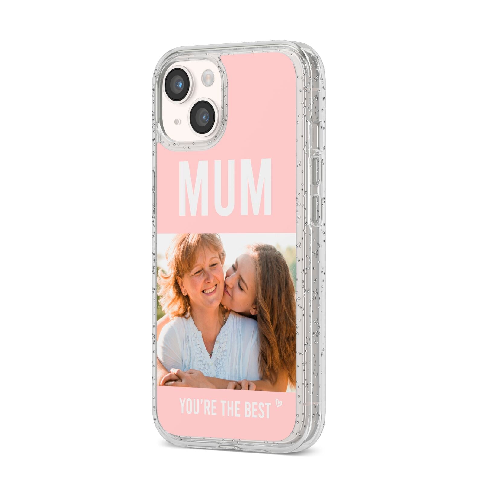 Pink Mothers Day Photo iPhone 14 Glitter Tough Case Starlight Angled Image