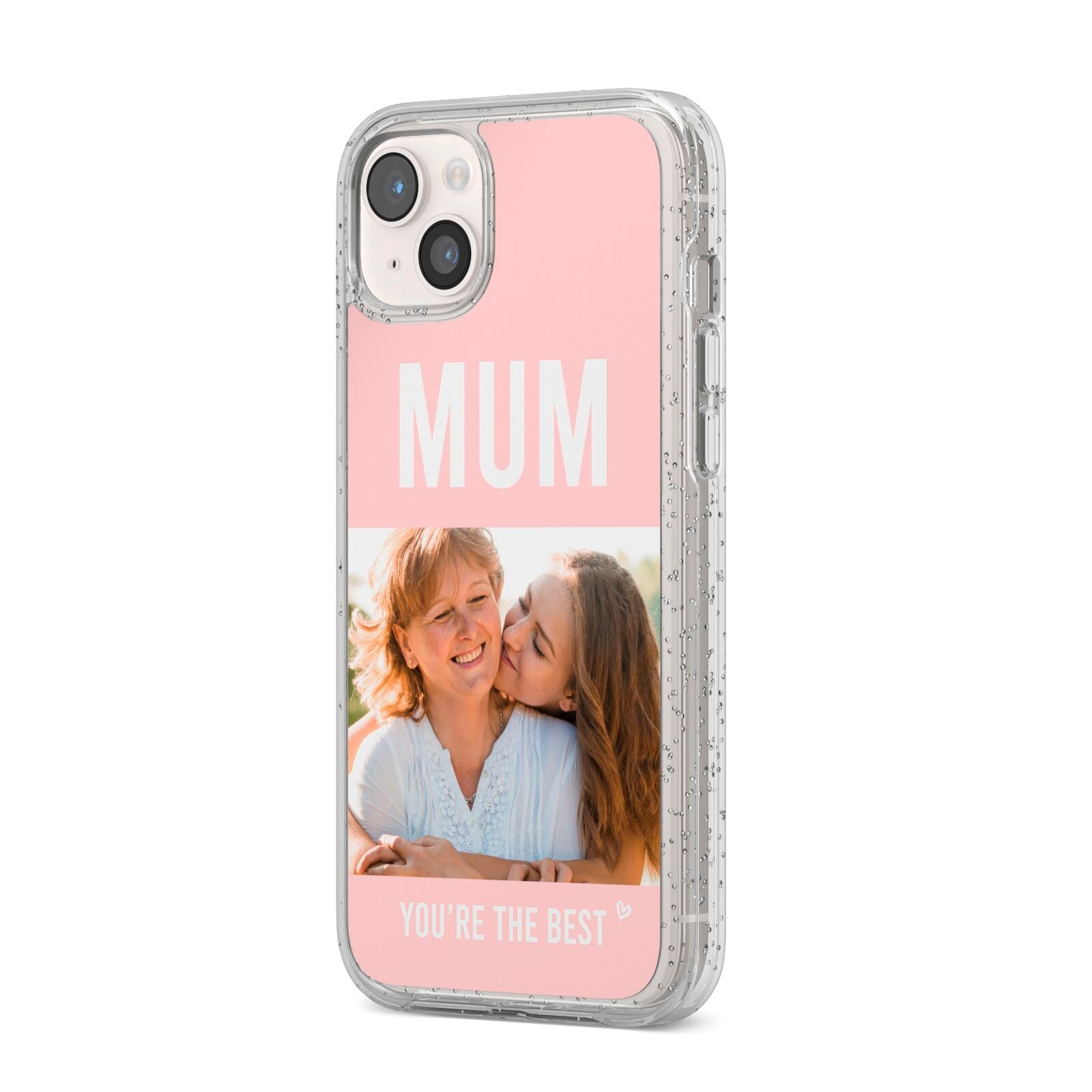 Pink Mothers Day Photo iPhone 14 Plus Glitter Tough Case Starlight Angled Image