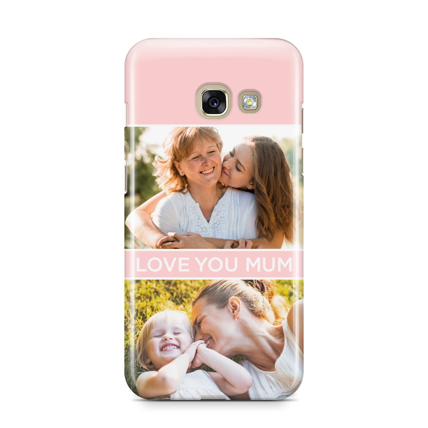 Pink Mothers Day Photos Samsung Galaxy A3 2017 Case on gold phone