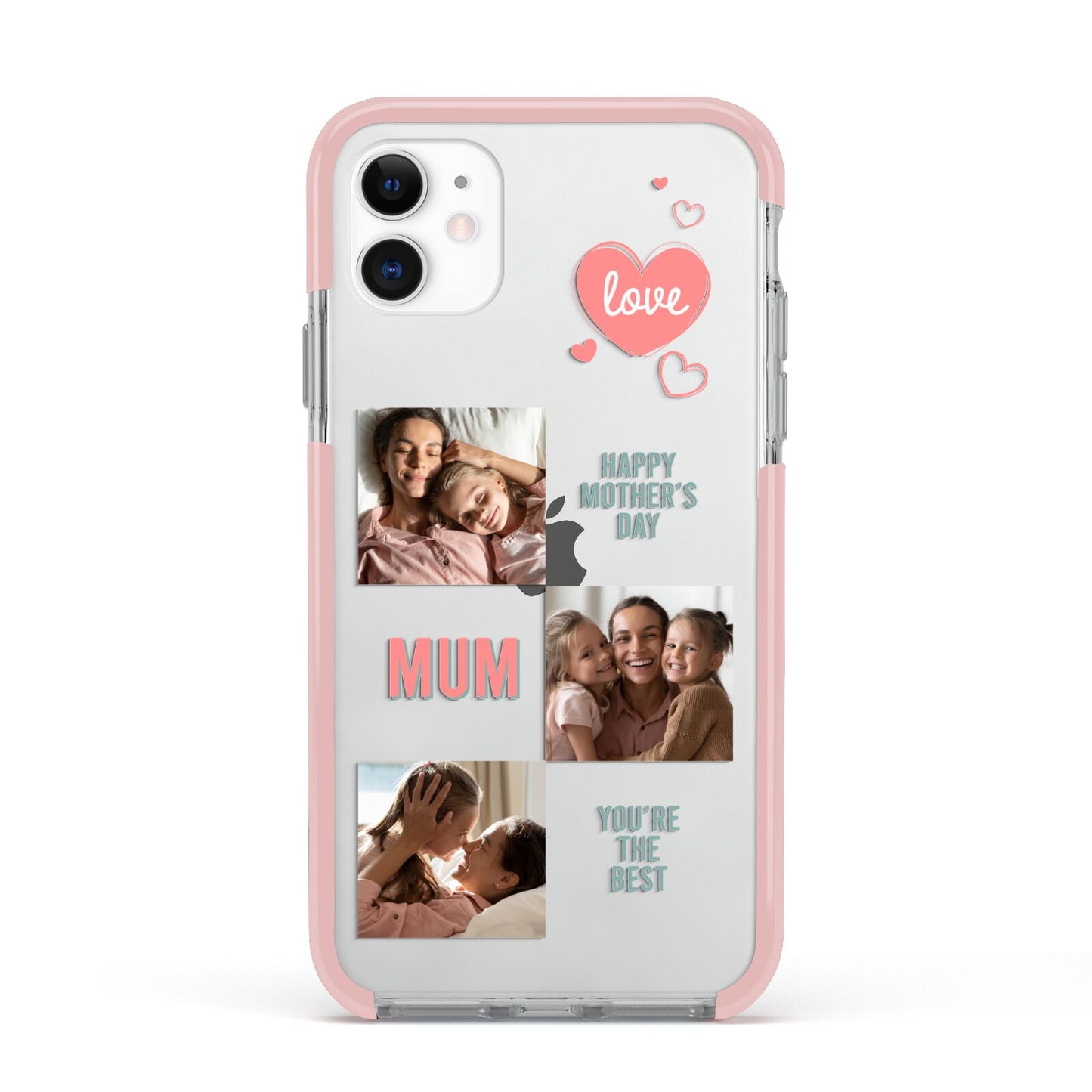 Pink Mum Photo Collage Apple iPhone 11 in White with Pink Impact Case