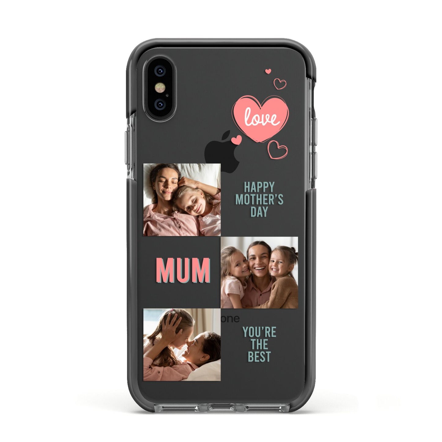 Pink Mum Photo Collage Apple iPhone Xs Impact Case Black Edge on Black Phone