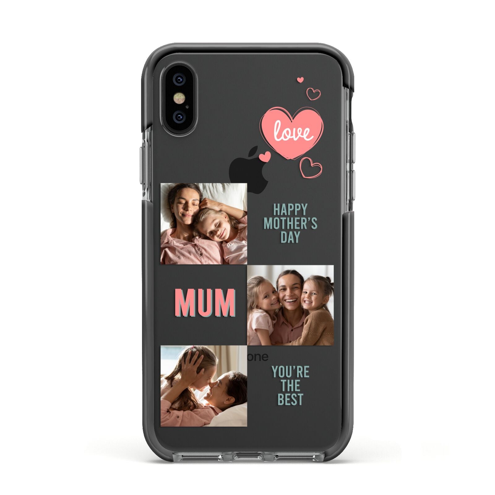 Pink Mum Photo Collage Apple iPhone Xs Impact Case Black Edge on Black Phone