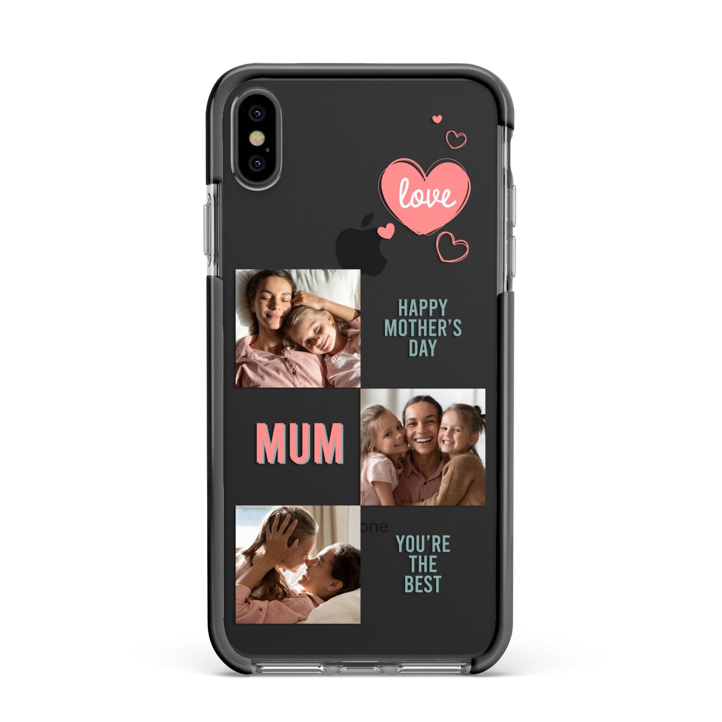 Pink Mum Photo Collage Apple iPhone Xs Max Impact Case Black Edge on Black Phone