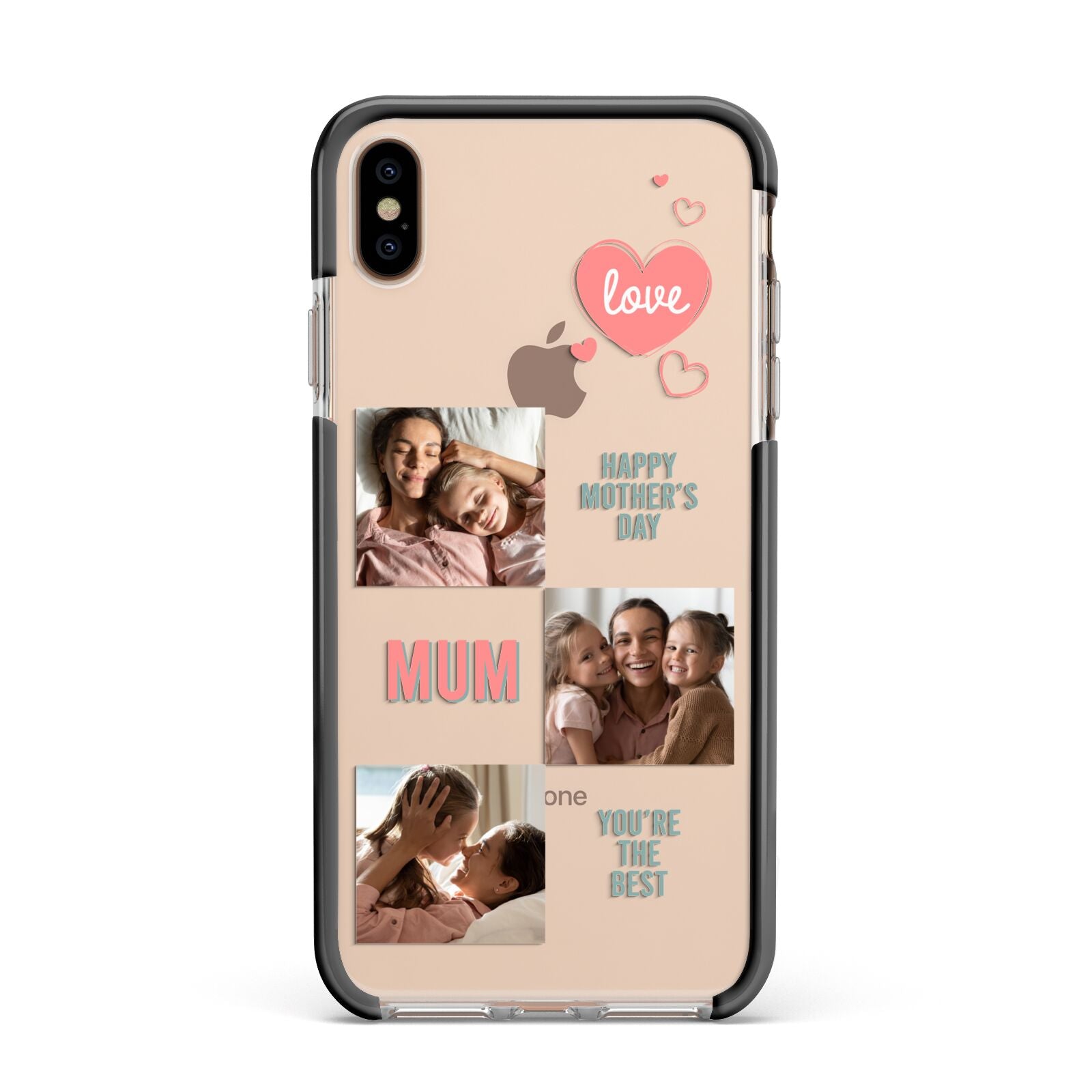 Pink Mum Photo Collage Apple iPhone Xs Max Impact Case Black Edge on Gold Phone