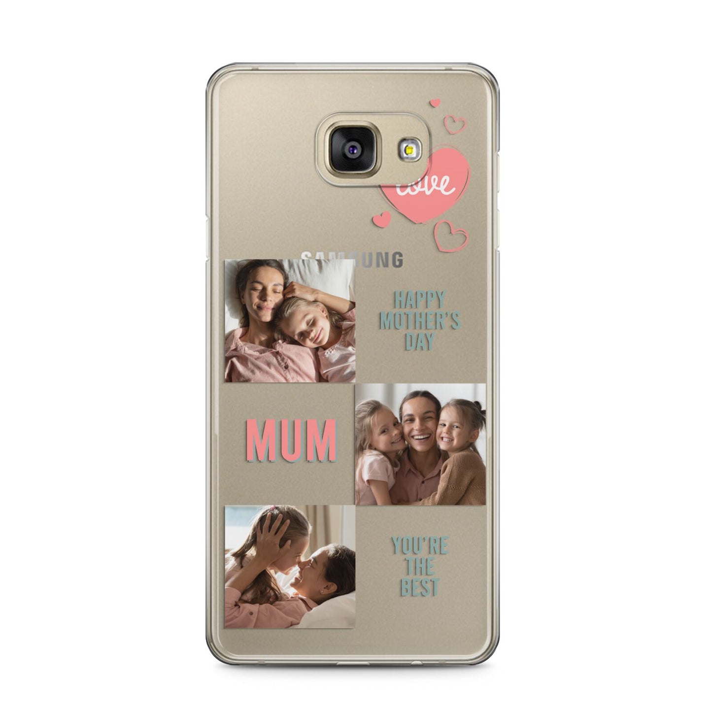 Pink Mum Photo Collage Samsung Galaxy A5 2016 Case on gold phone