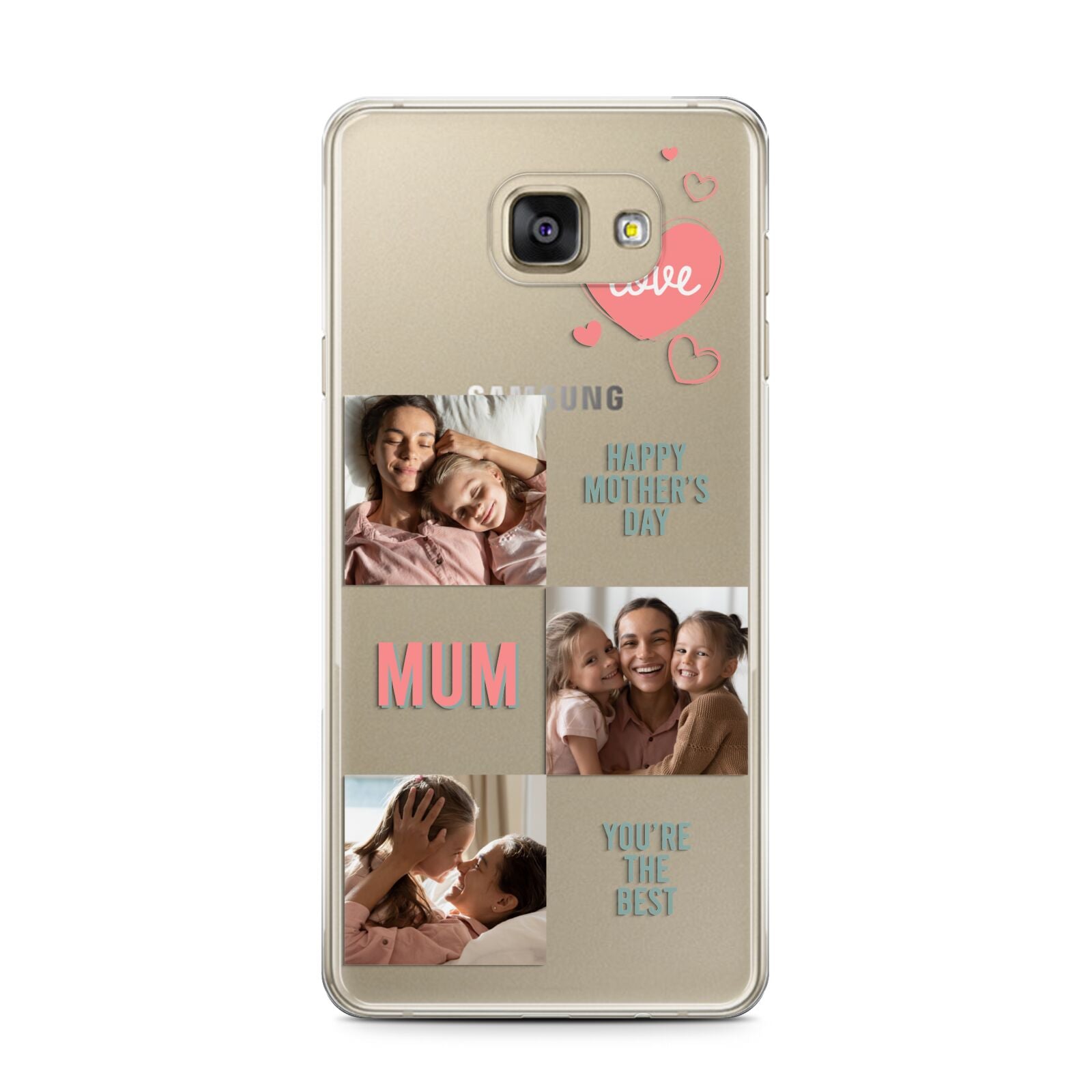 Pink Mum Photo Collage Samsung Galaxy A7 2016 Case on gold phone