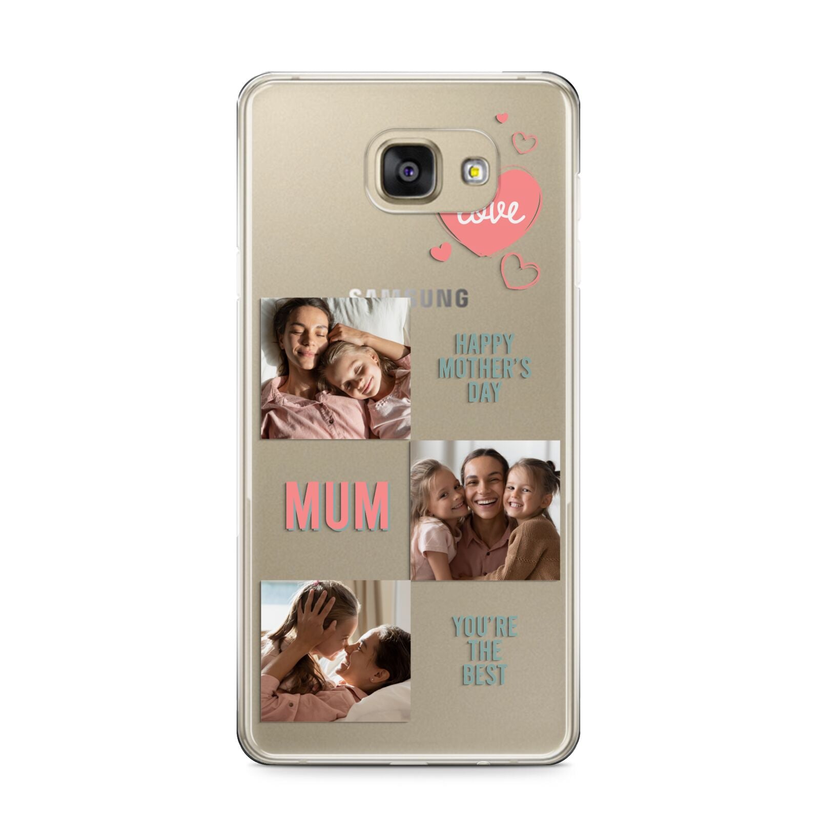 Pink Mum Photo Collage Samsung Galaxy A9 2016 Case on gold phone