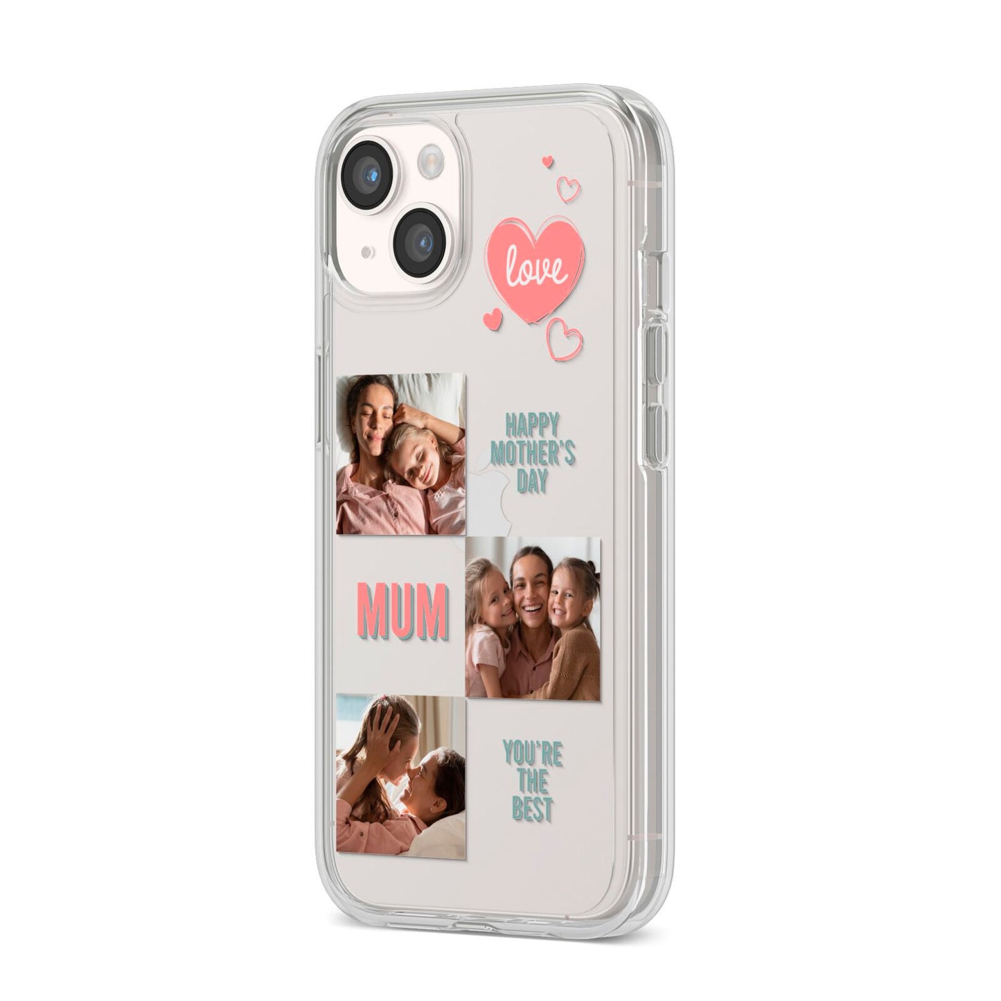 Pink Mum Photo Collage iPhone 14 Clear Tough Case Starlight Angled Image