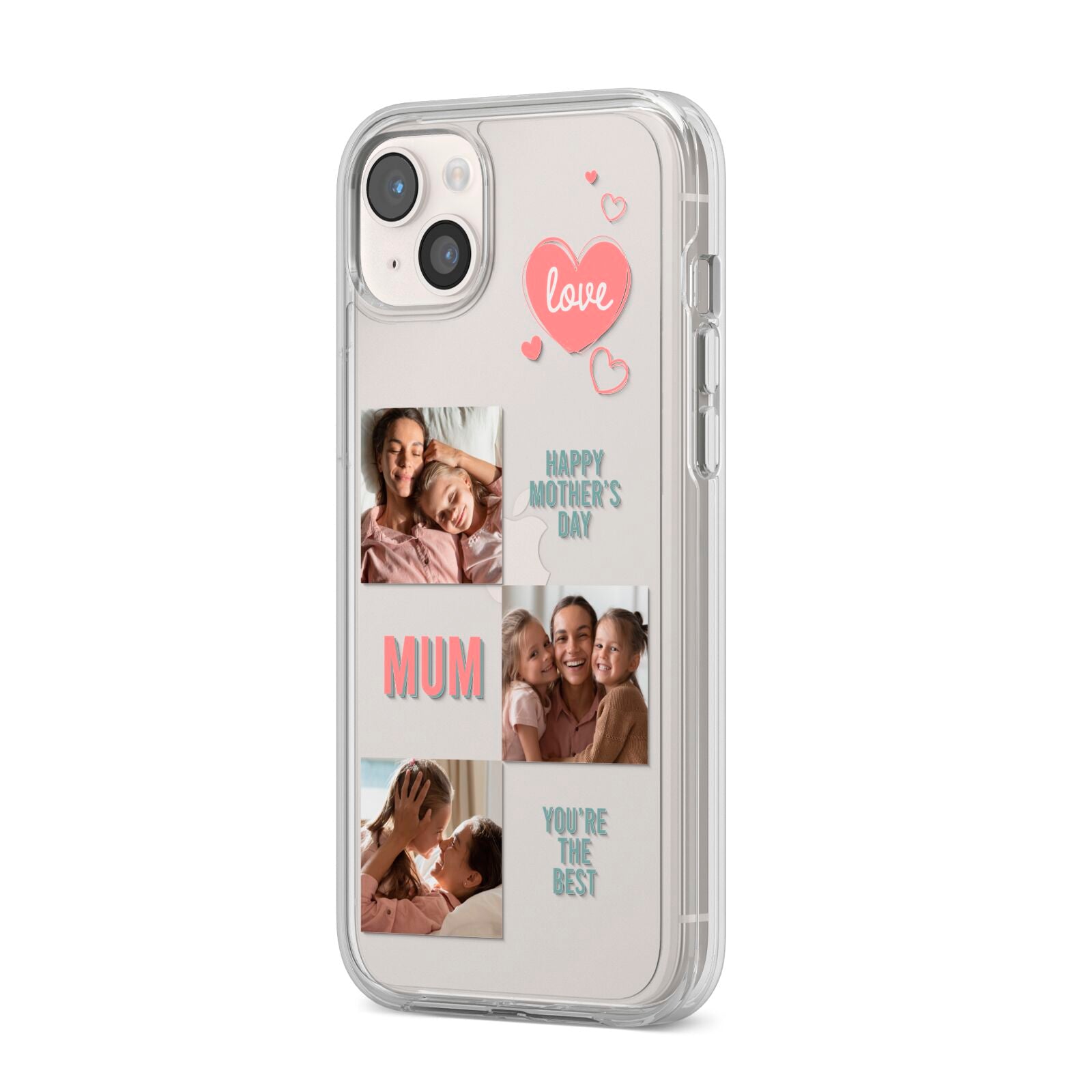 Pink Mum Photo Collage iPhone 14 Plus Clear Tough Case Starlight Angled Image