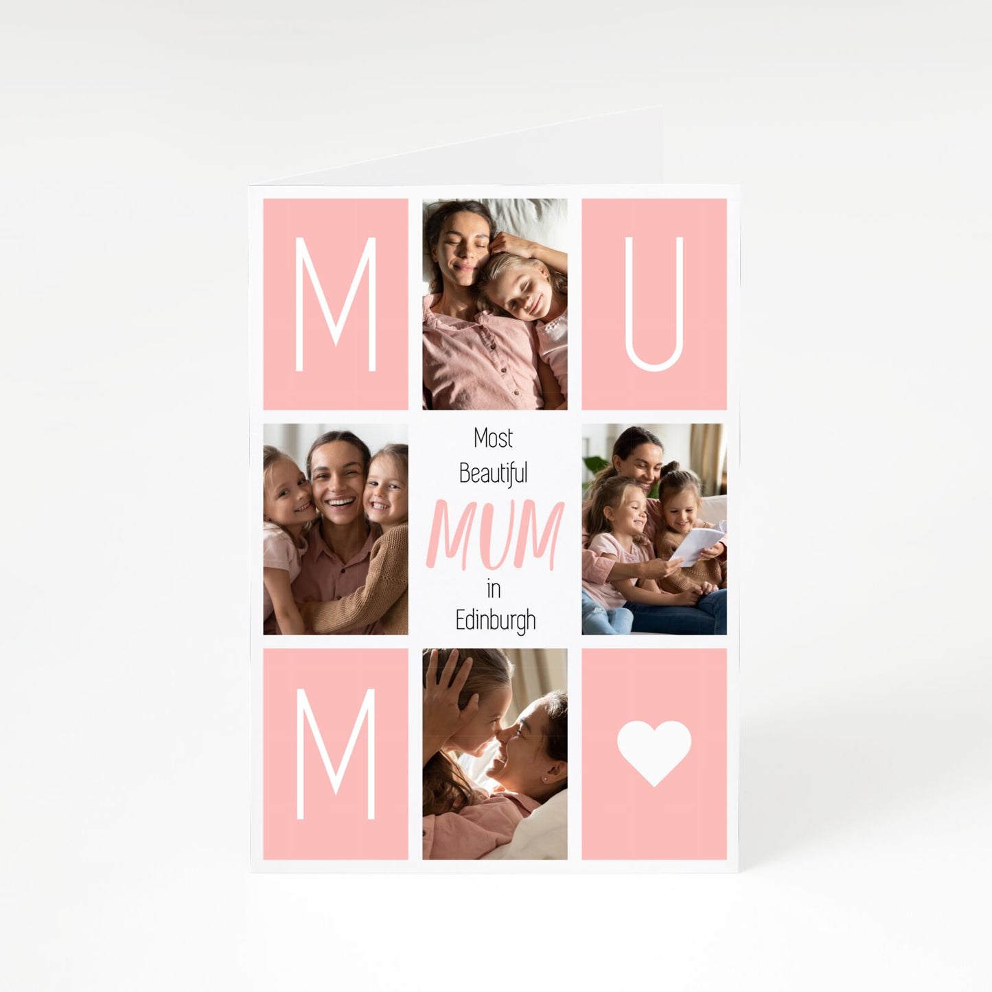 Pink Mum Photo Tiles A5 Greetings Card