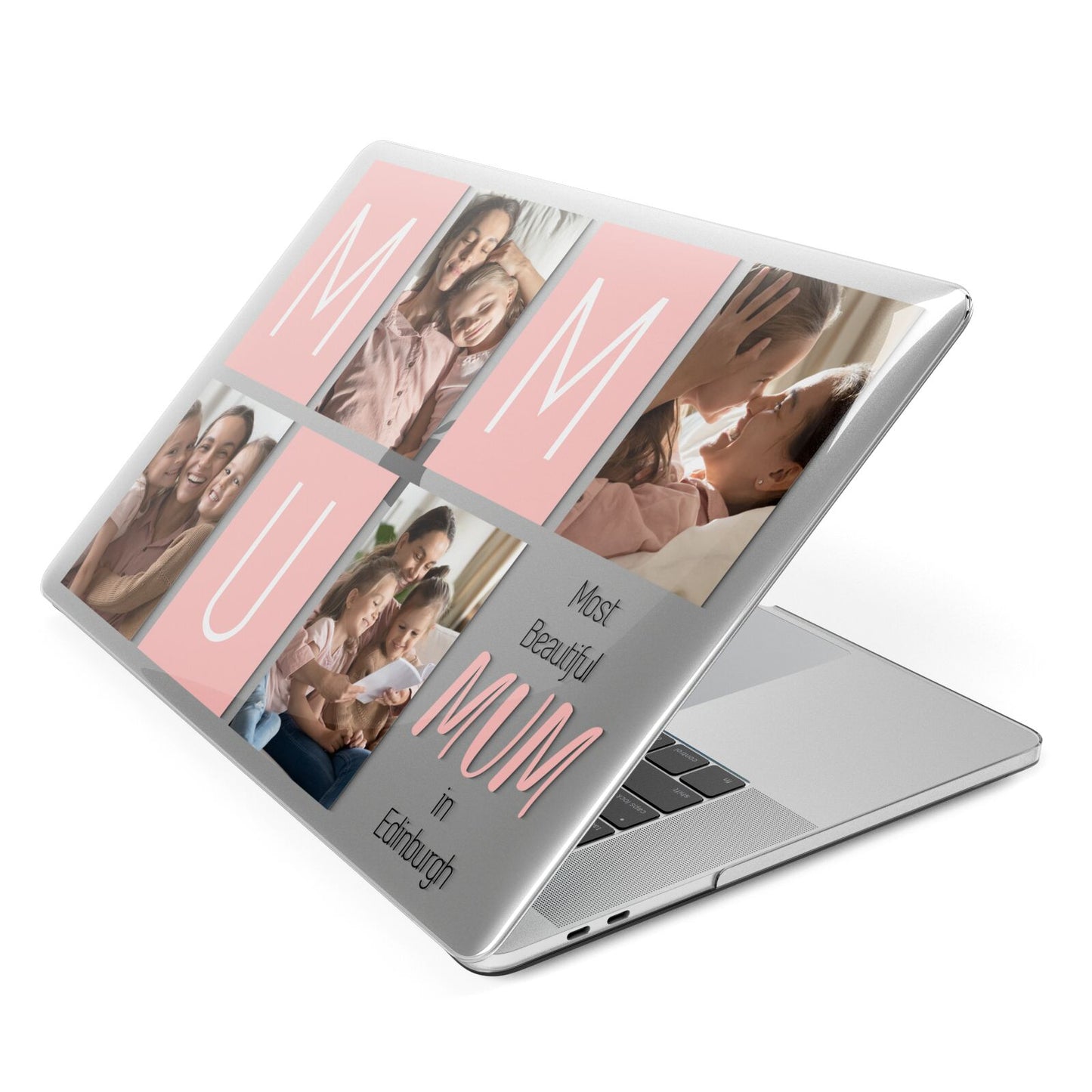 Pink Mum Photo Tiles Apple MacBook Case Side View