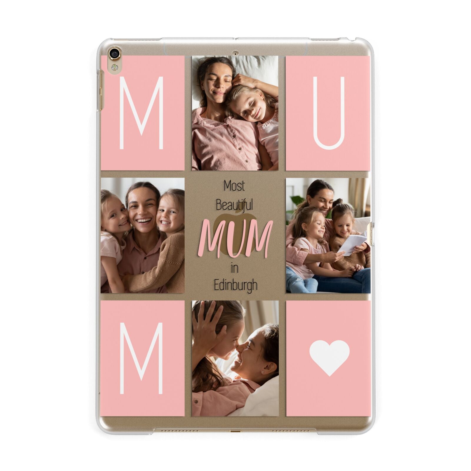 Pink Mum Photo Tiles Apple iPad Gold Case