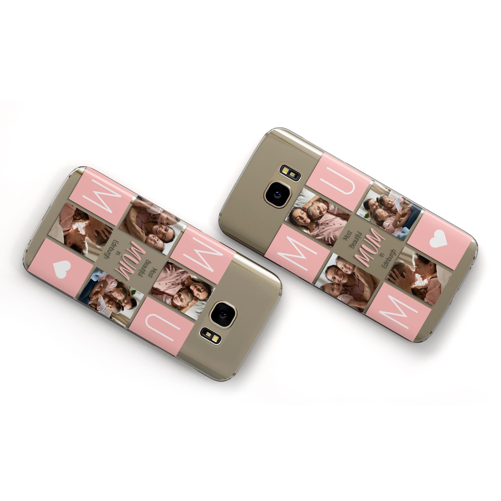 Pink Mum Photo Tiles Samsung Galaxy Case Flat Overview