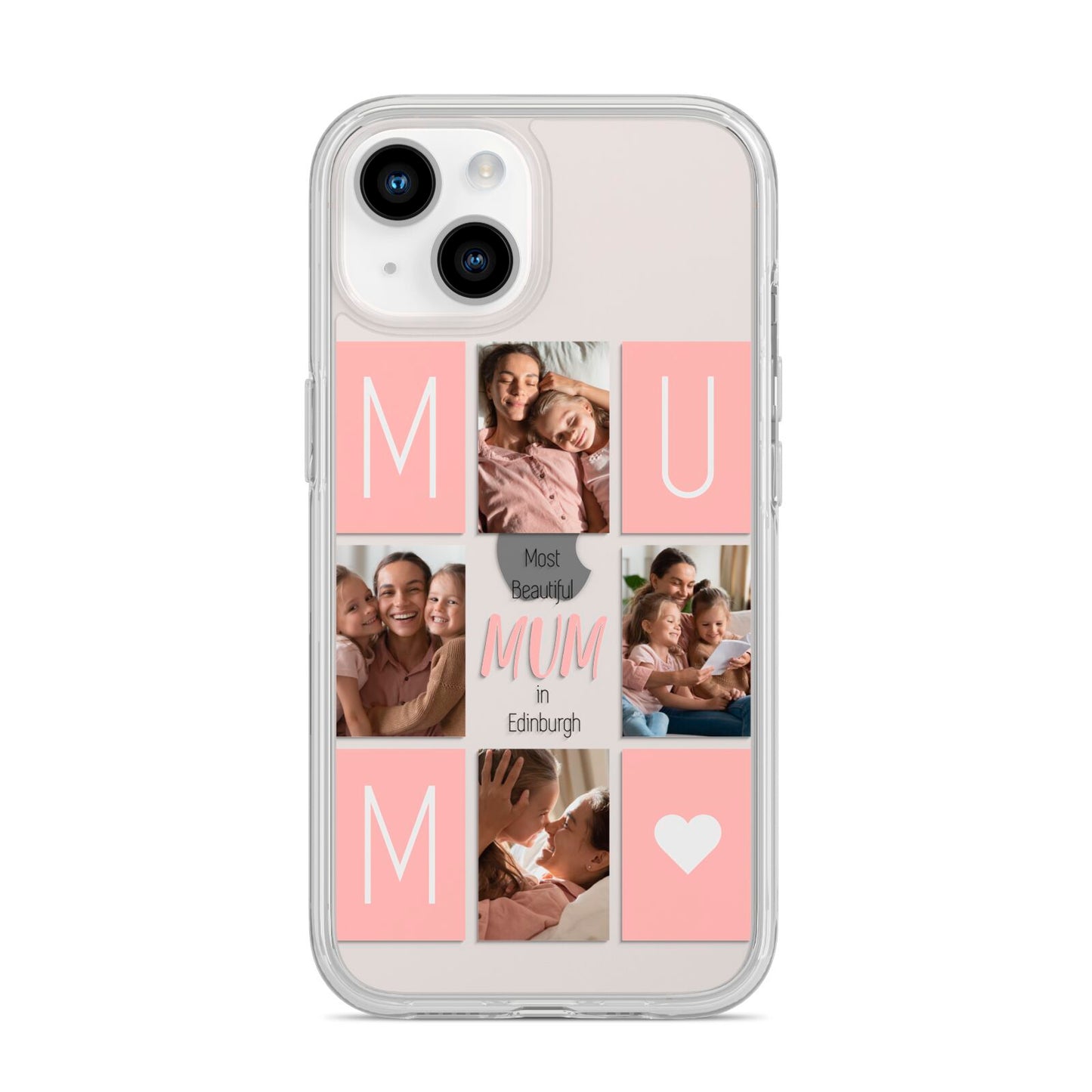 Pink Mum Photo Tiles iPhone 14 Clear Tough Case Starlight