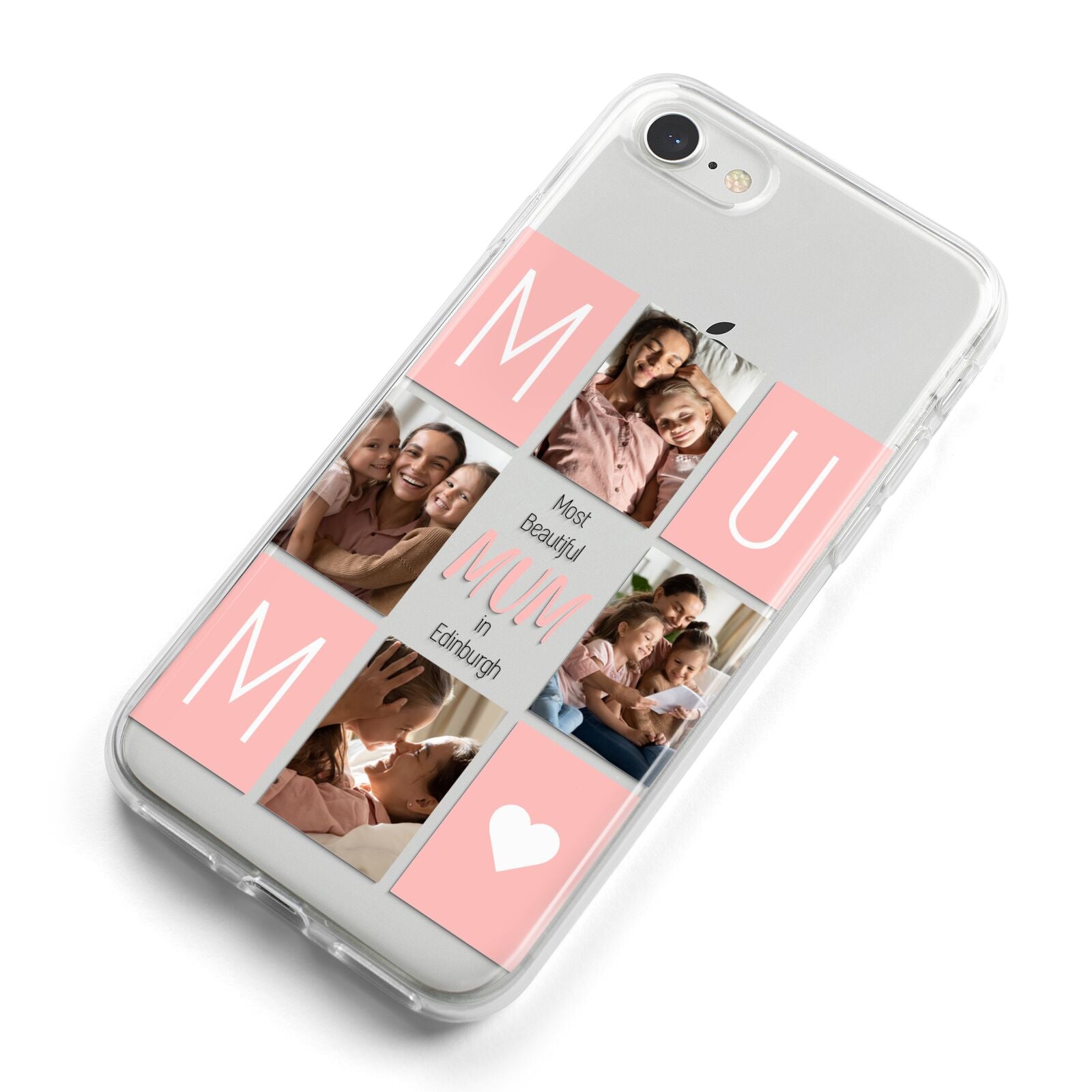 Pink Mum Photo Tiles iPhone 8 Bumper Case on Silver iPhone Alternative Image