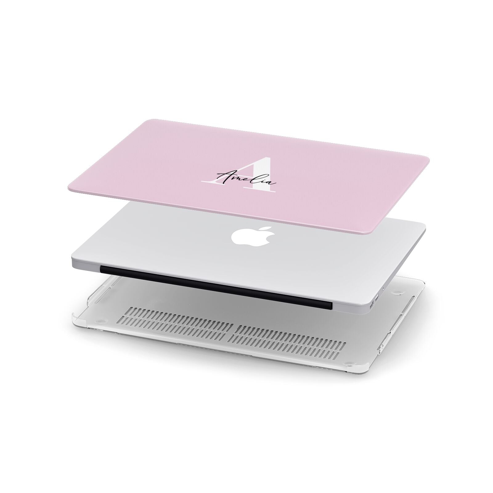 Pink Personalised Initial Name Apple MacBook Case in Detail